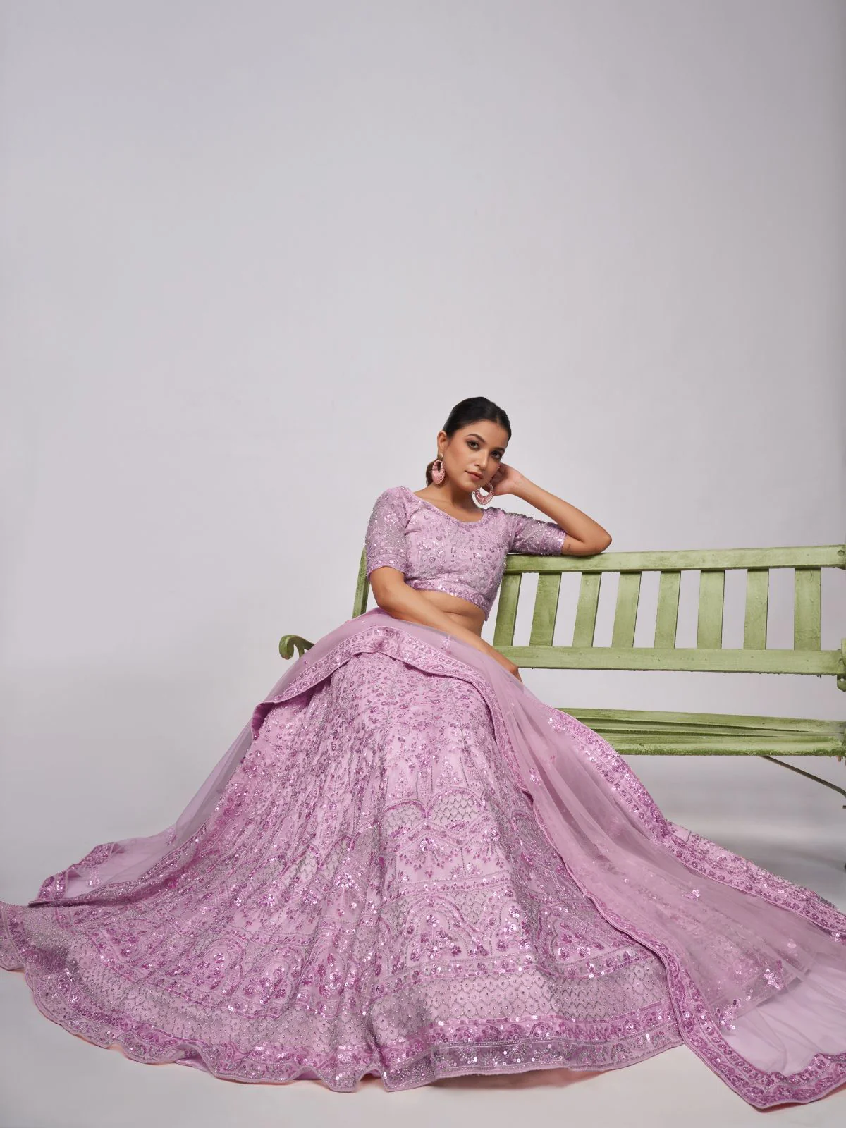 Odette Pink Soft Net Embroidered Semi Stitched Lehenga With Unstitched Blouse For Women - Image 2