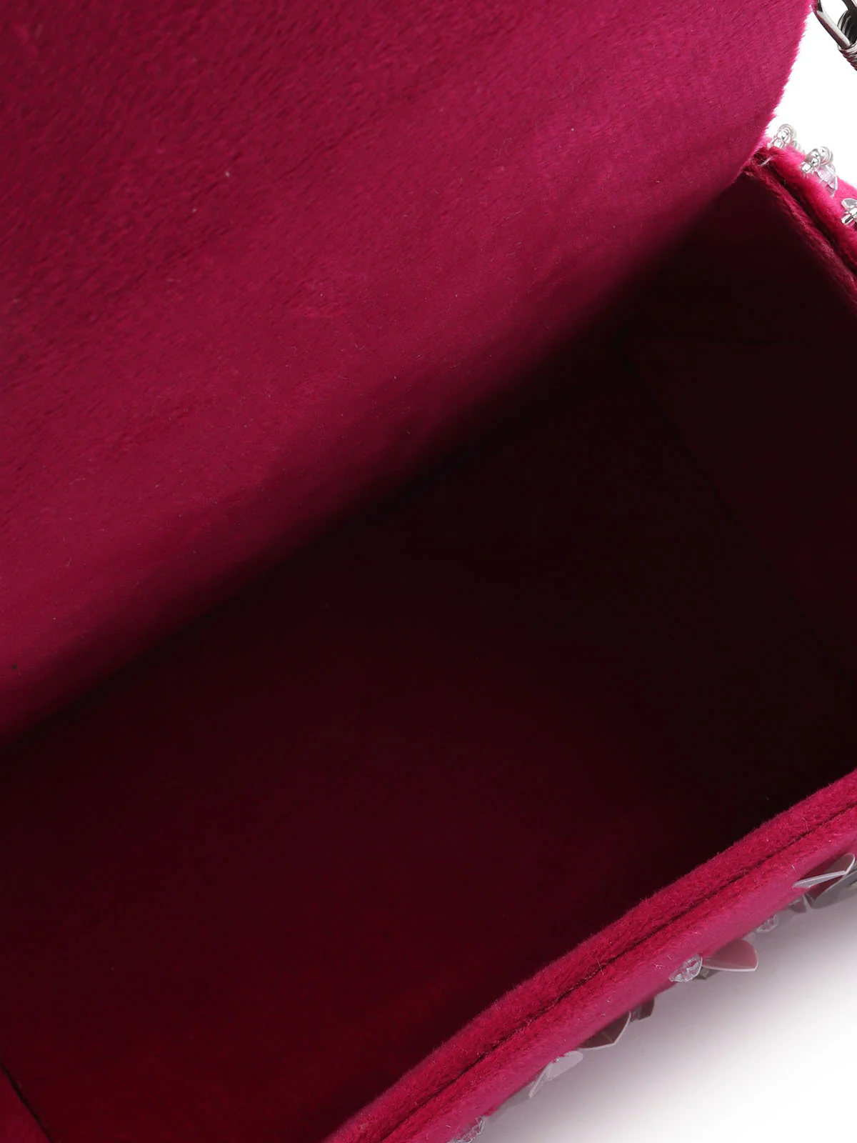 Odette Pink Suede Embellished Clutch For Women - Image 6
