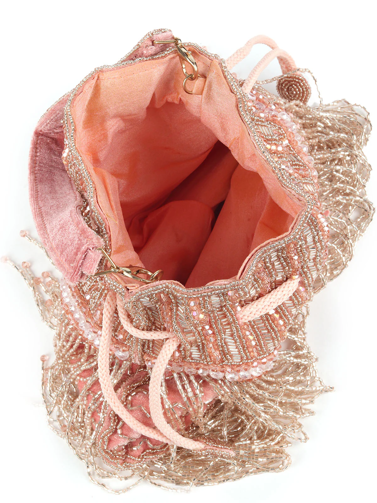 Odette Pink Tasseled Bridal Potli Bag For Women - Image 6