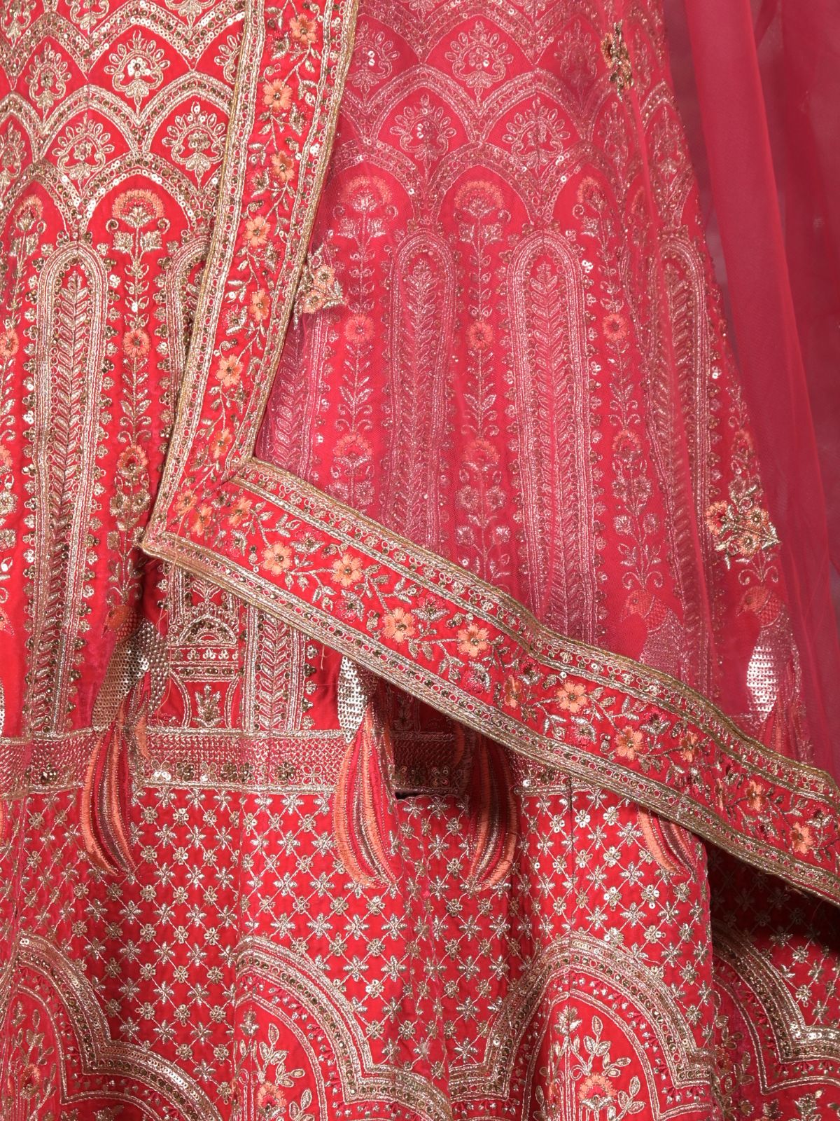 Odette Pink Velvet Embroidered Semi Stitched Lehenga With Unstitched Blouse For Women - Image 5