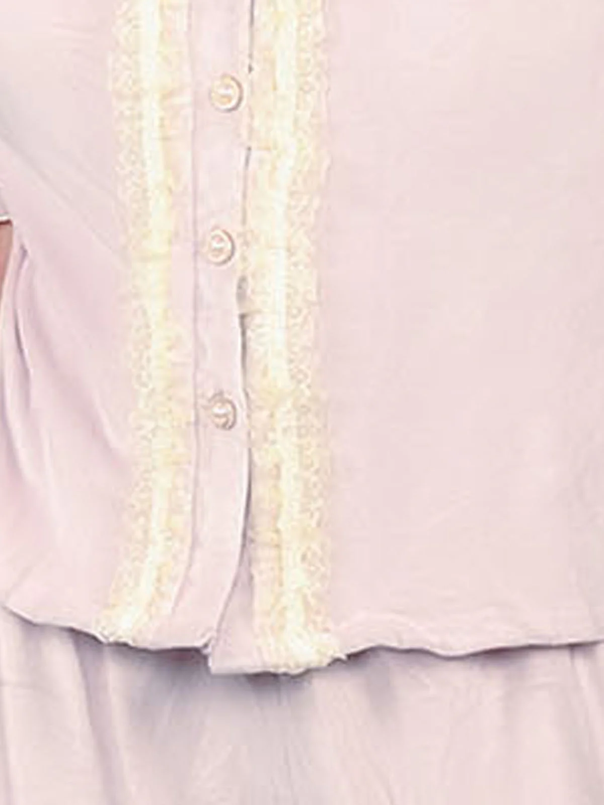 Odette Pink Velvet Solid Night Wear Set For Women - Image 6