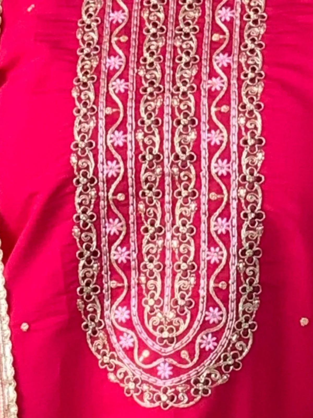 Odette Pink Viscose chanderi Embroidered Stitched Kurta Set For Women - Image 7