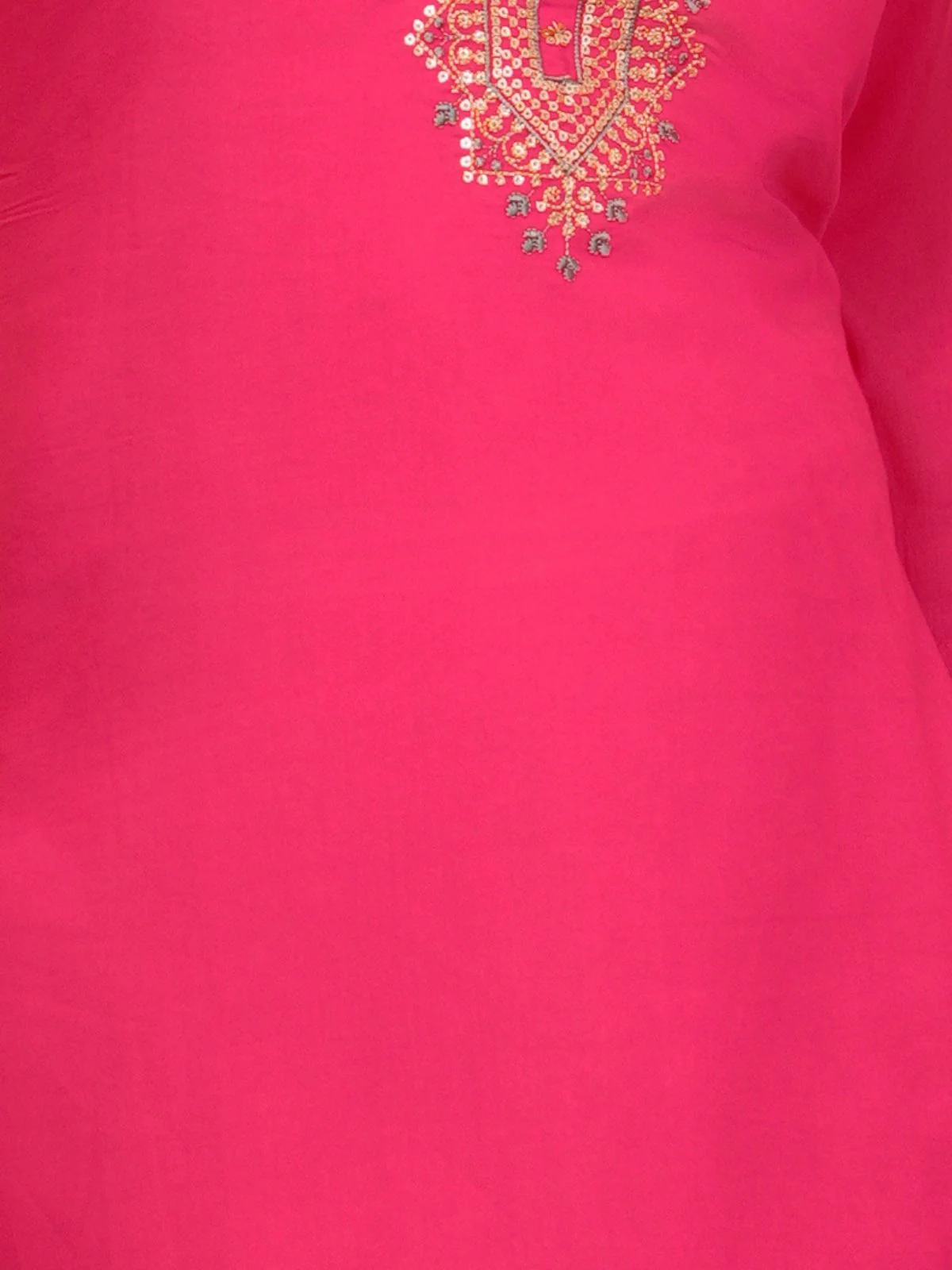 Odette Pink Viscose Embroidered Stitched Kurta Set For Women - Image 6