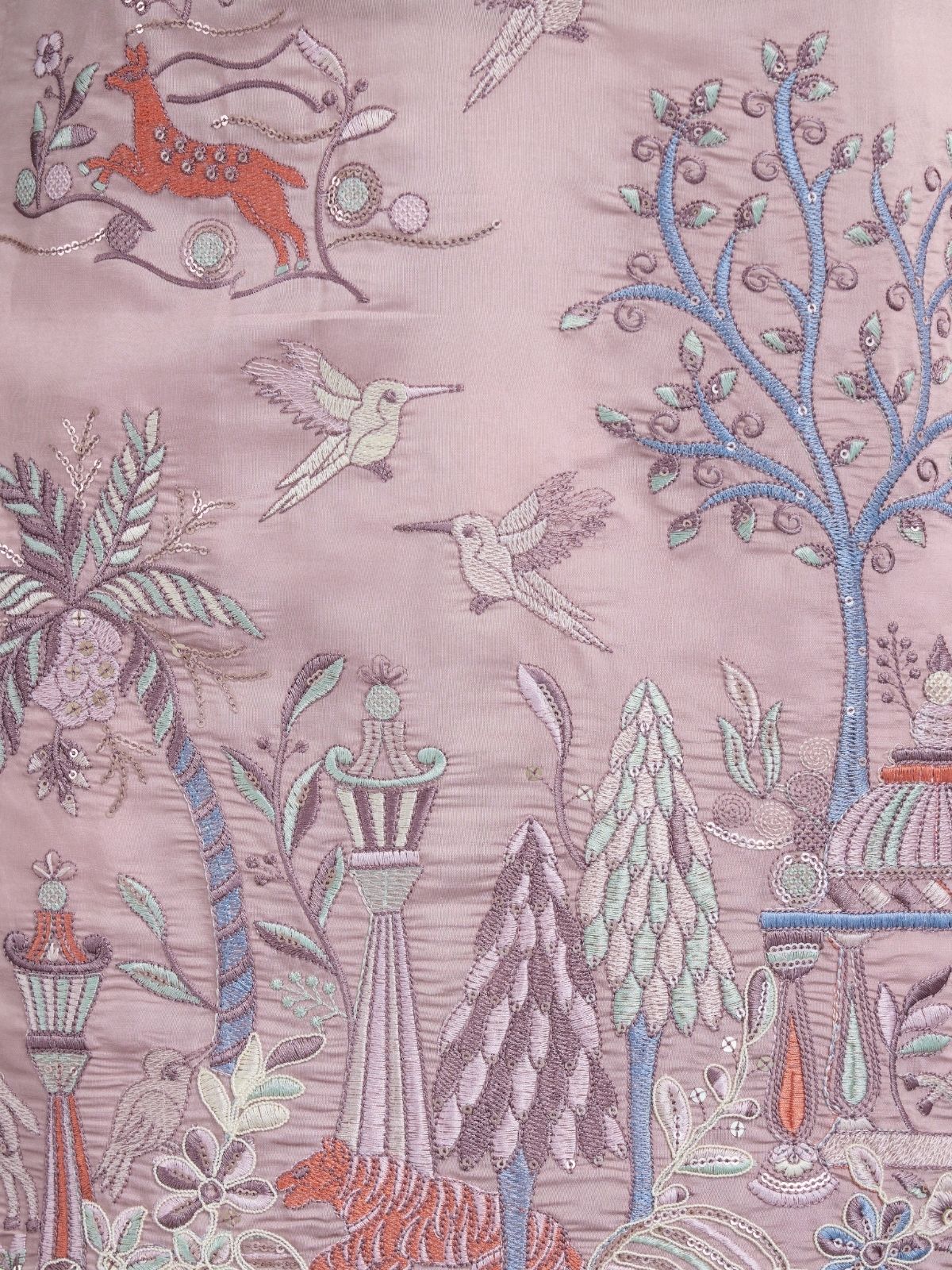 Odette Pink Viscose Silk Embroidered Stitched Kurta For Men - Image 6