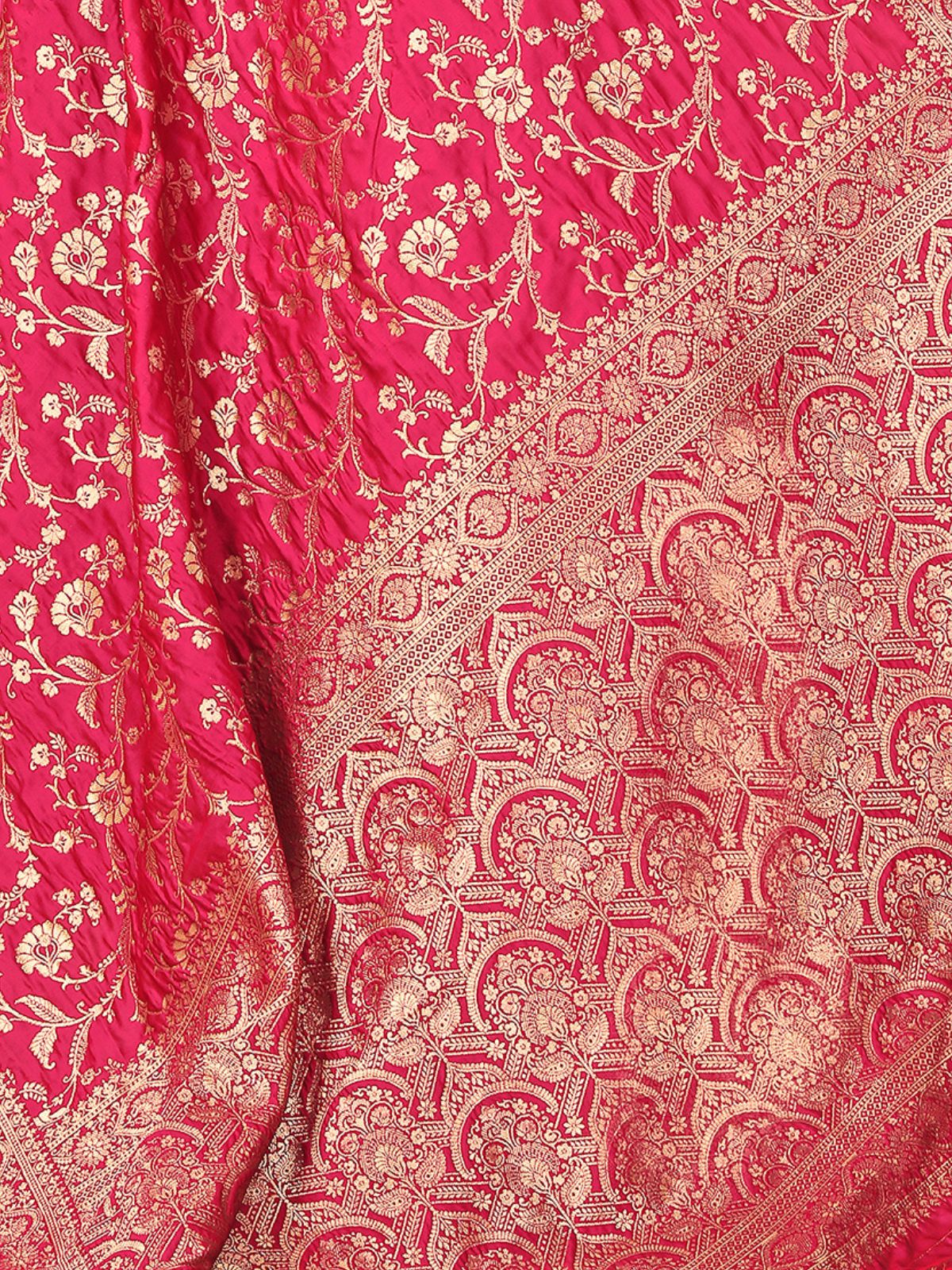 Odette Pink Woven Banarasi Silk Saree With unstitched Blouse For Women - Image 6