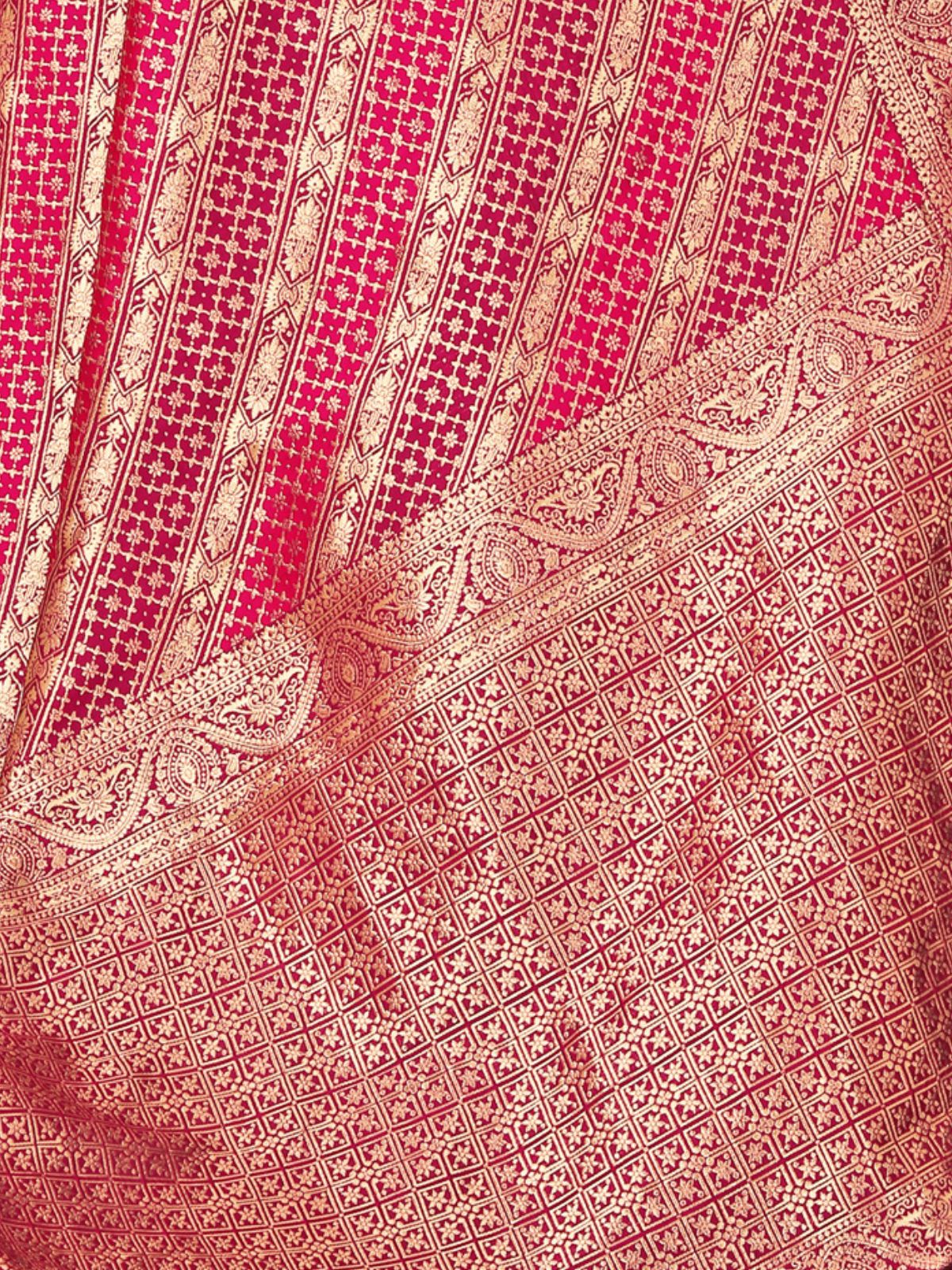 Odette Pink Woven Banarasi Silk Saree With Unstitched Blouse For Women - Image 6