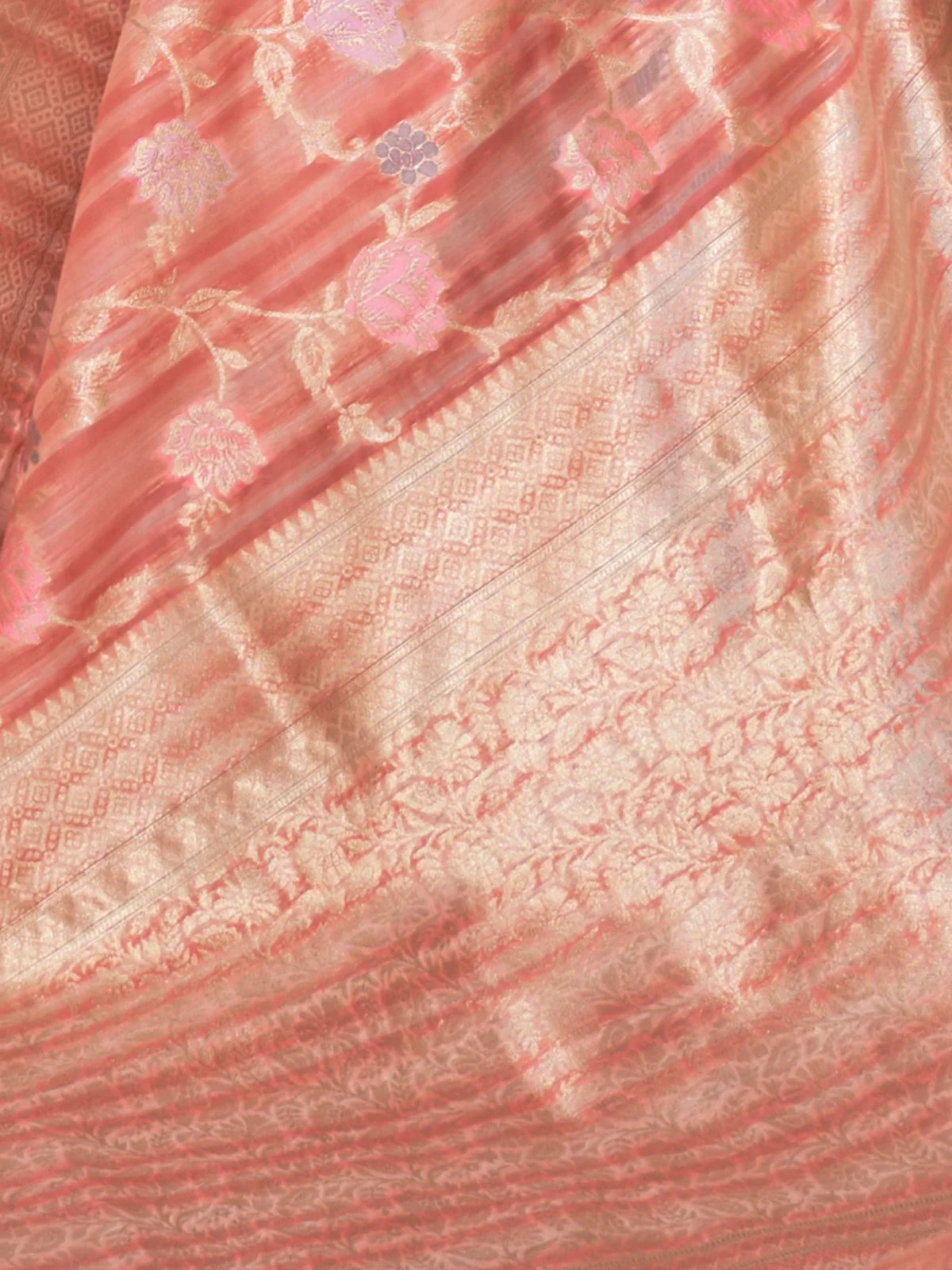 Odette Pink Woven Design Silk Blend Saree With Unstitched Blouse For Women - Image 4