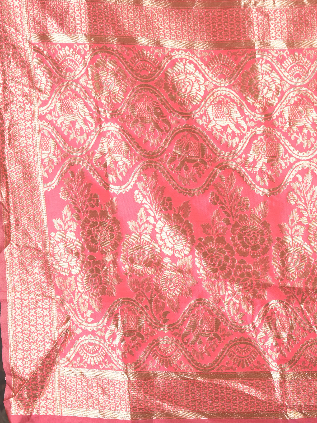 Odette Pink Woven Silk Blend Saree With Unstitched Blouse For Women - Image 5