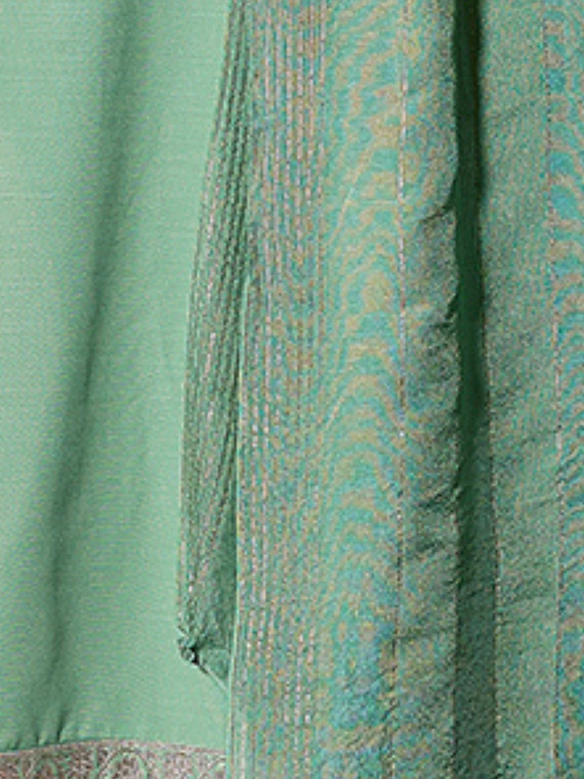 Odette Pista Green Cotton Blend Solid Stiched Kurta Set For Women - Image 5