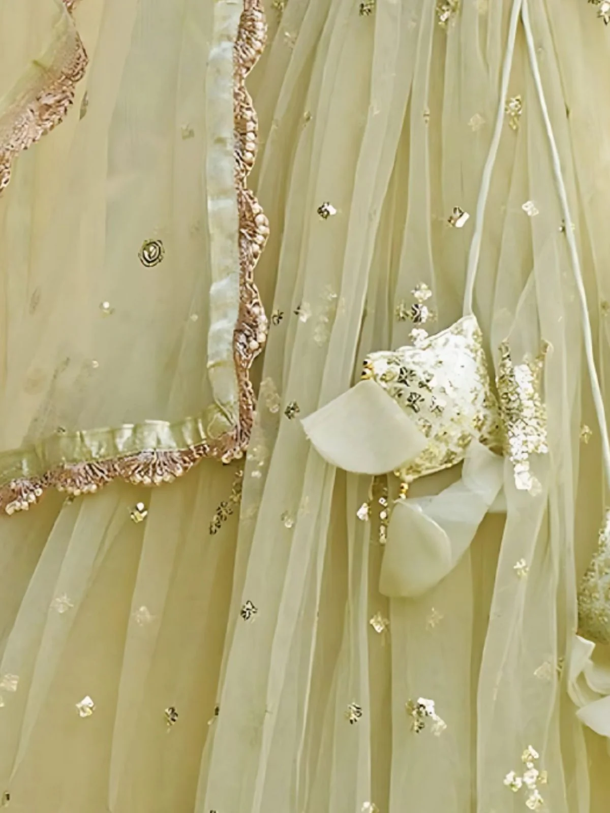 Odette Pista Green Net Embellished Semi-Stitched Lehenga For Women - Image 4