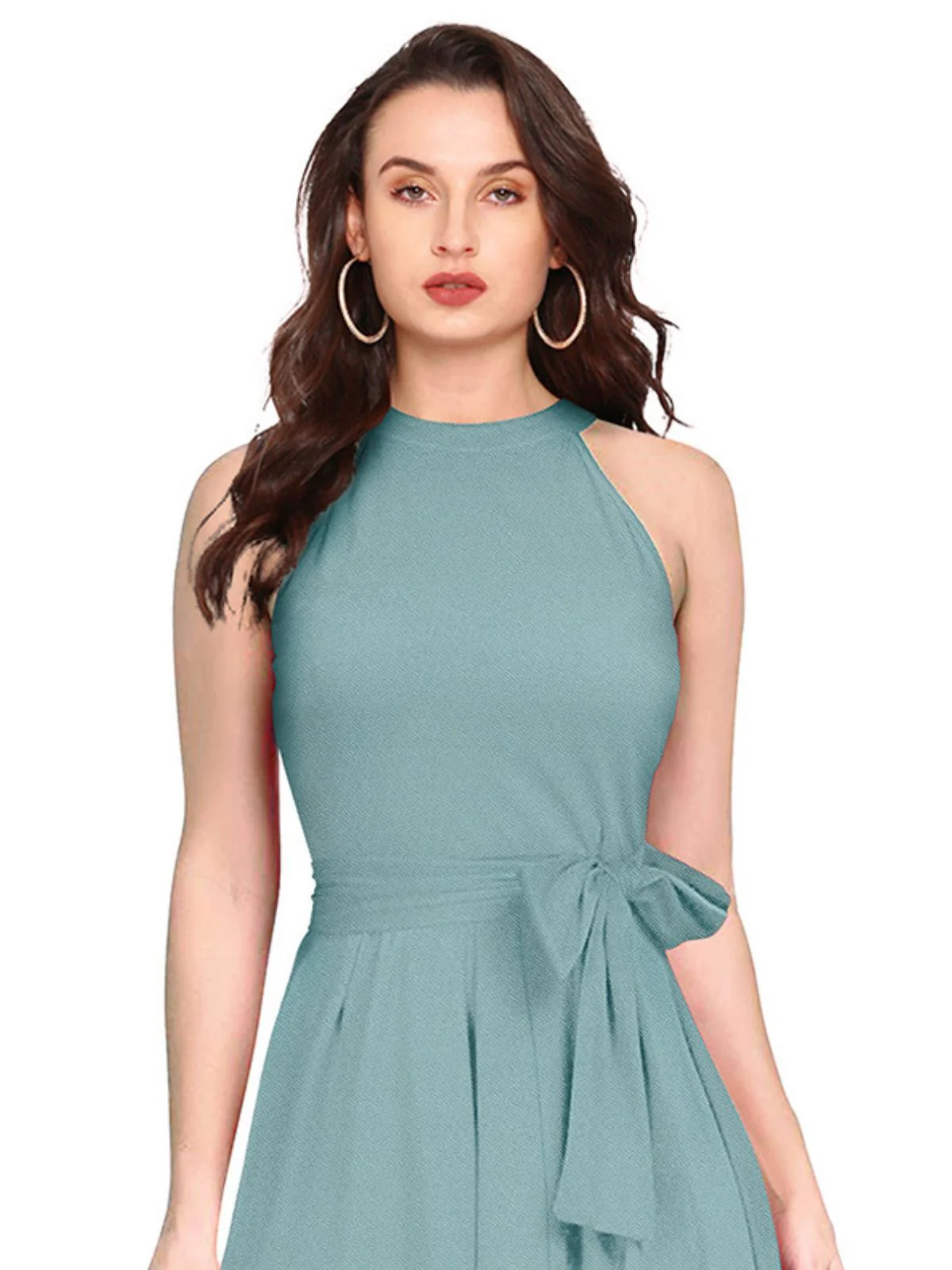 Odette Blue Polyester High Low Dress For Women - Image 5
