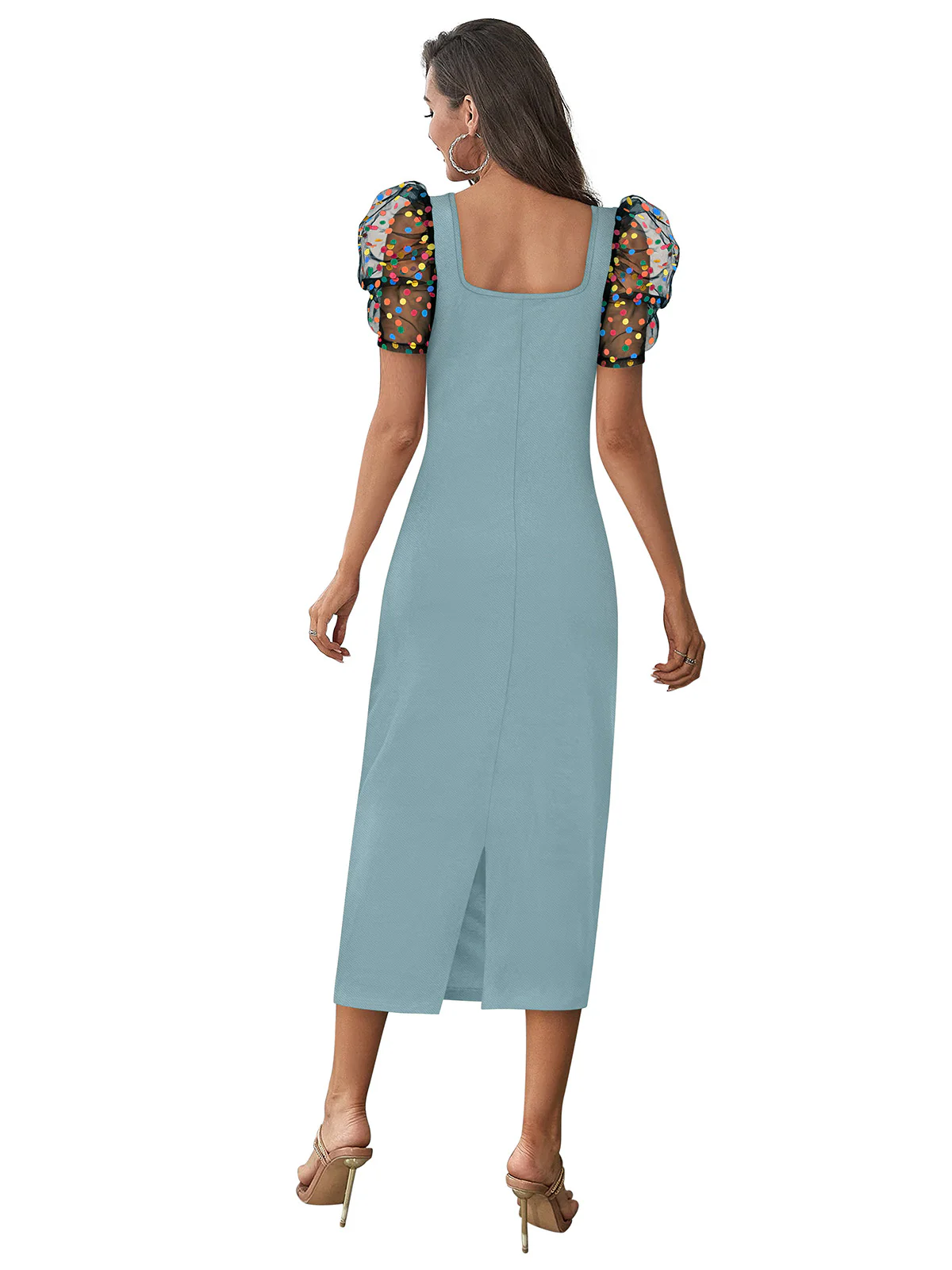 Odette Blue Bodycon Knit Fabric Dress For Women - Image 4