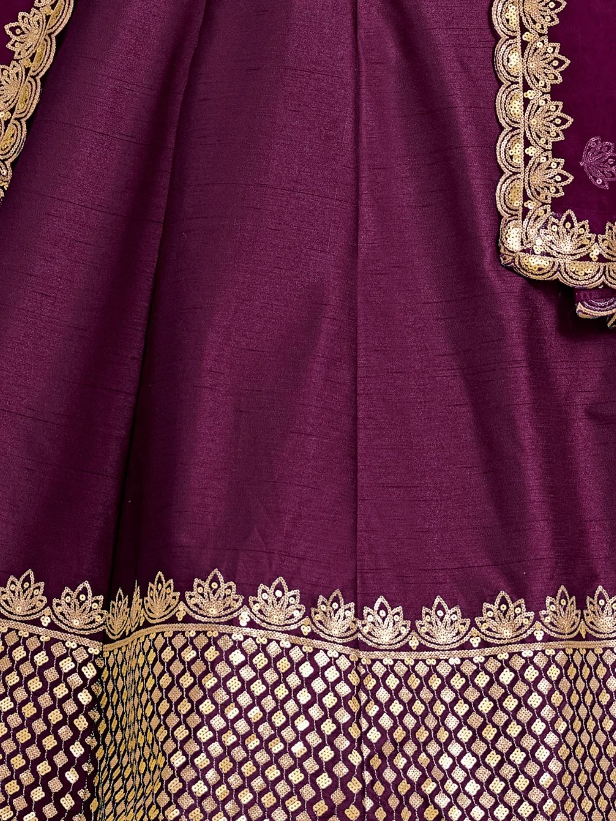 Odette Purple Art Silk Embellished Semi-Stitched lehenga For Women - Image 5
