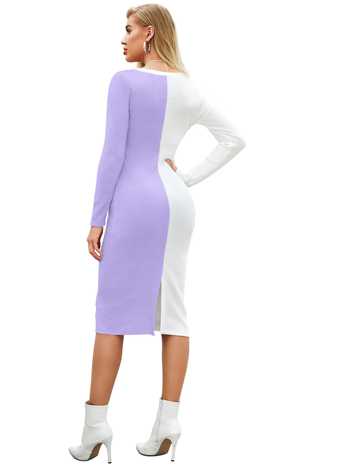 Odette Purple Knit Fabric Bodycon For Women - Image 4