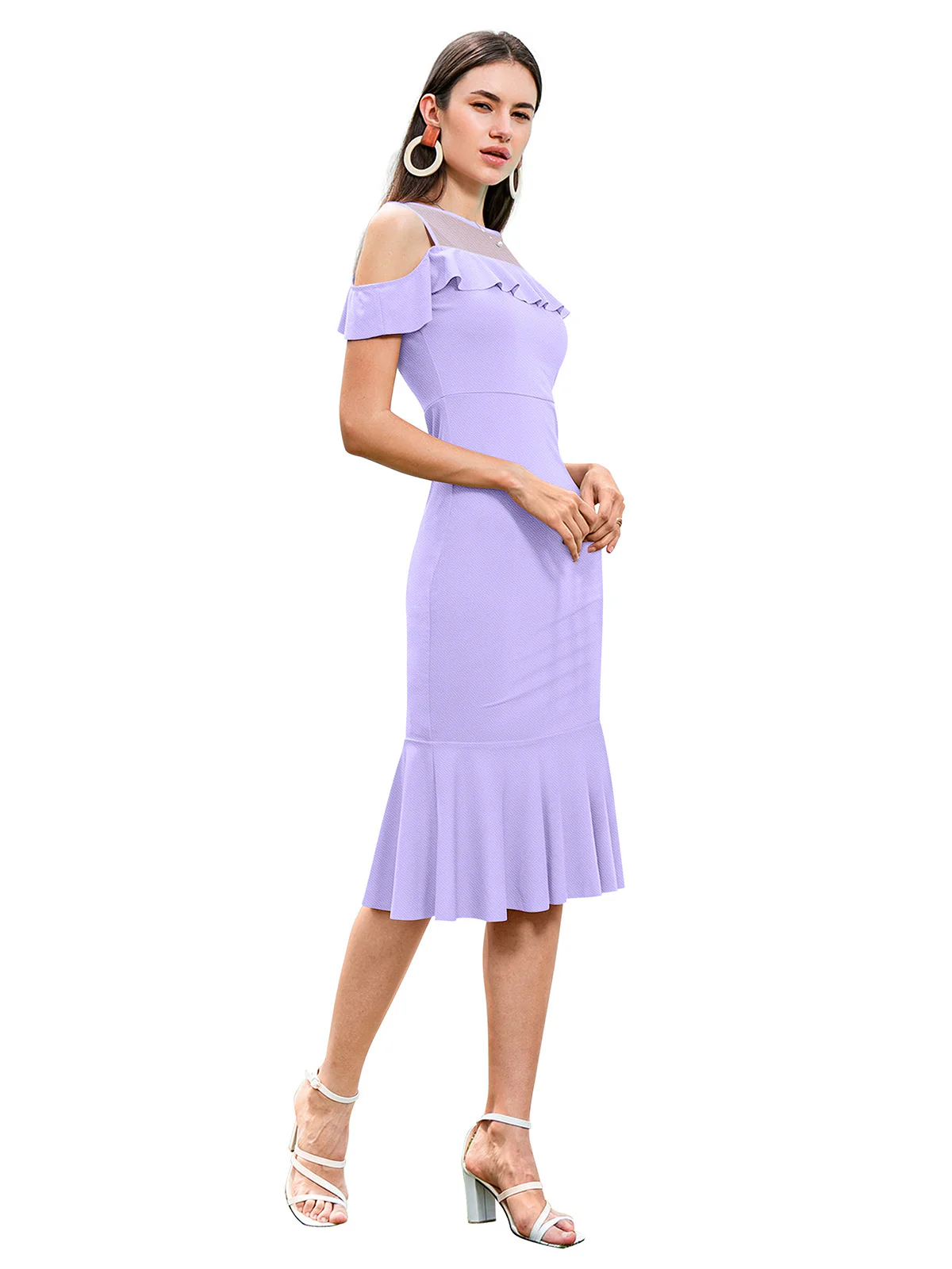Odette Purple Knit Fabric Bodycon For Women - Image 3