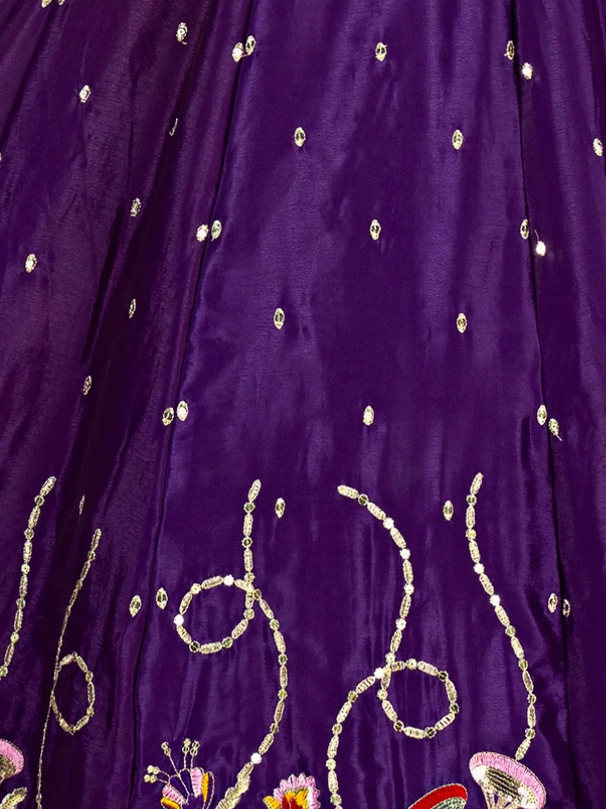 Odette Purple Chinon Embellished Semi Stitched Lehenga For Women - Image 5