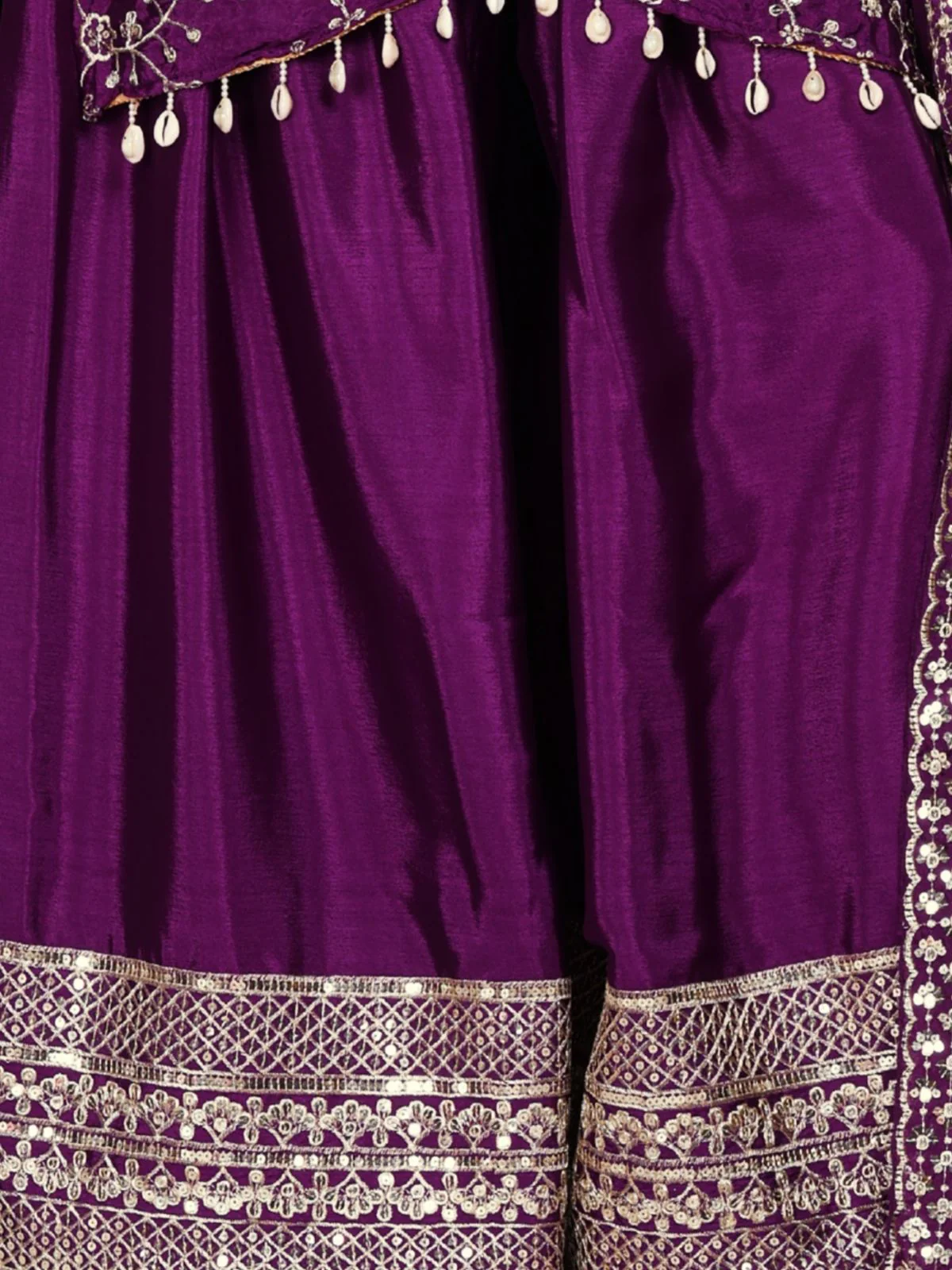 Odette Purple Chinon Embroidered Kurta Set For Women - Image 5