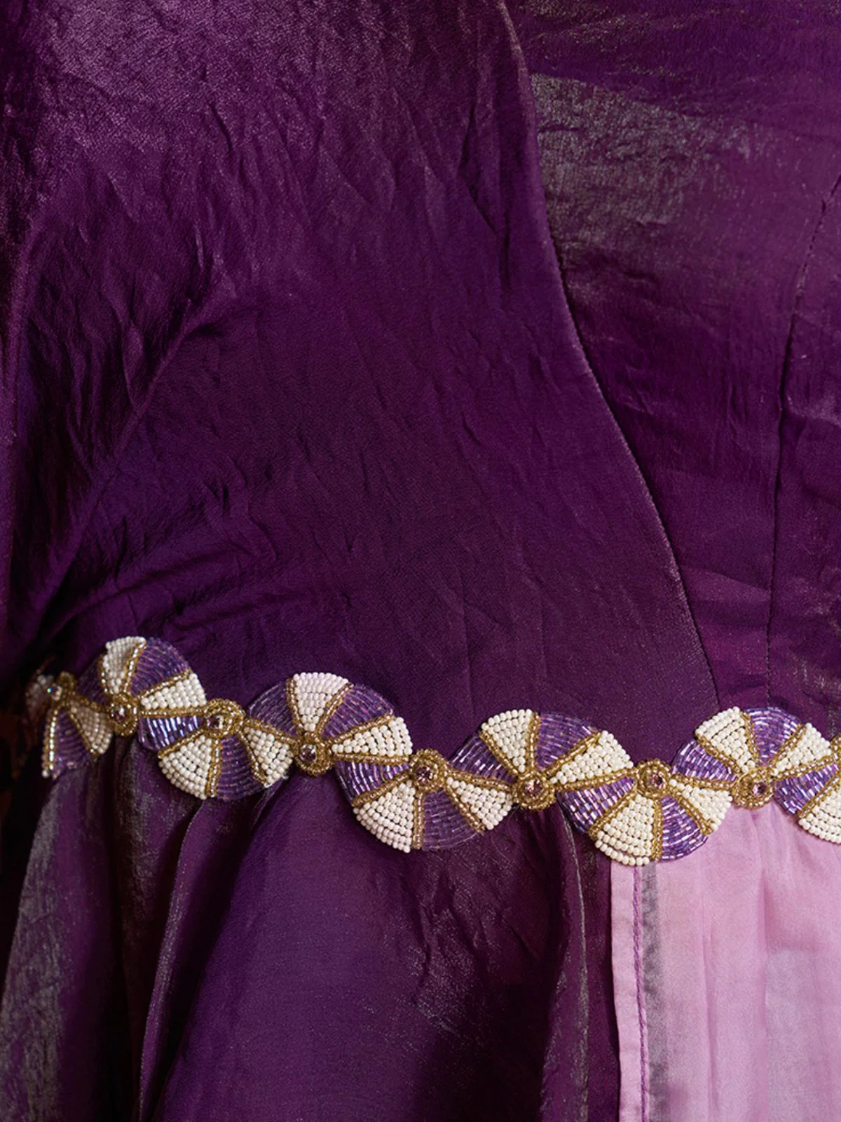 Odette Purple Cotton Blend Embellished Co-ord Set For Women - Image 7