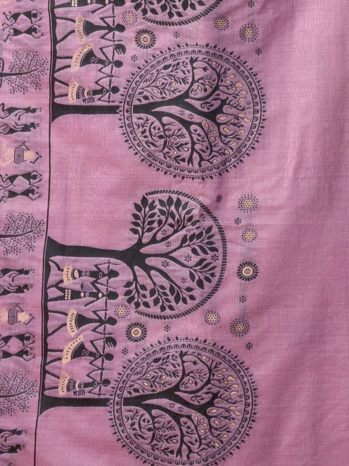 Odette Purple Cotton Blend Printed Saree For Women - Image 6
