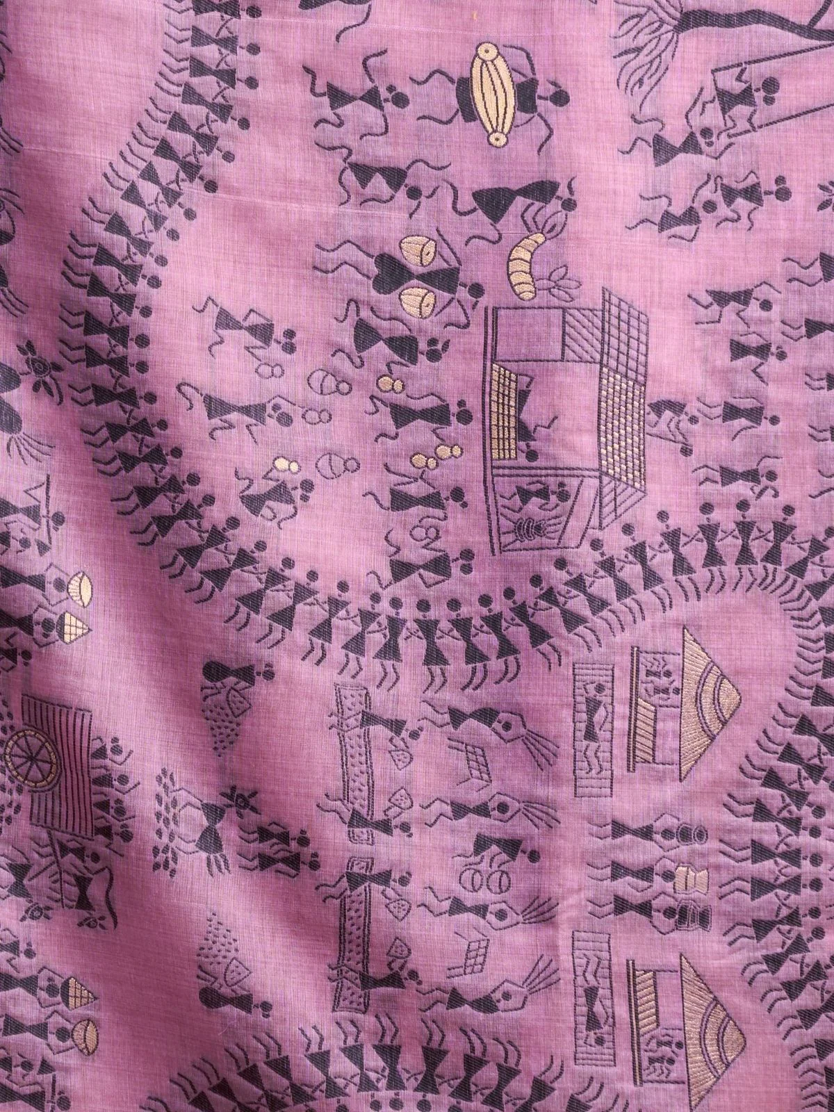 Odette Purple Cotton Blend Printed Saree For Women - Image 6