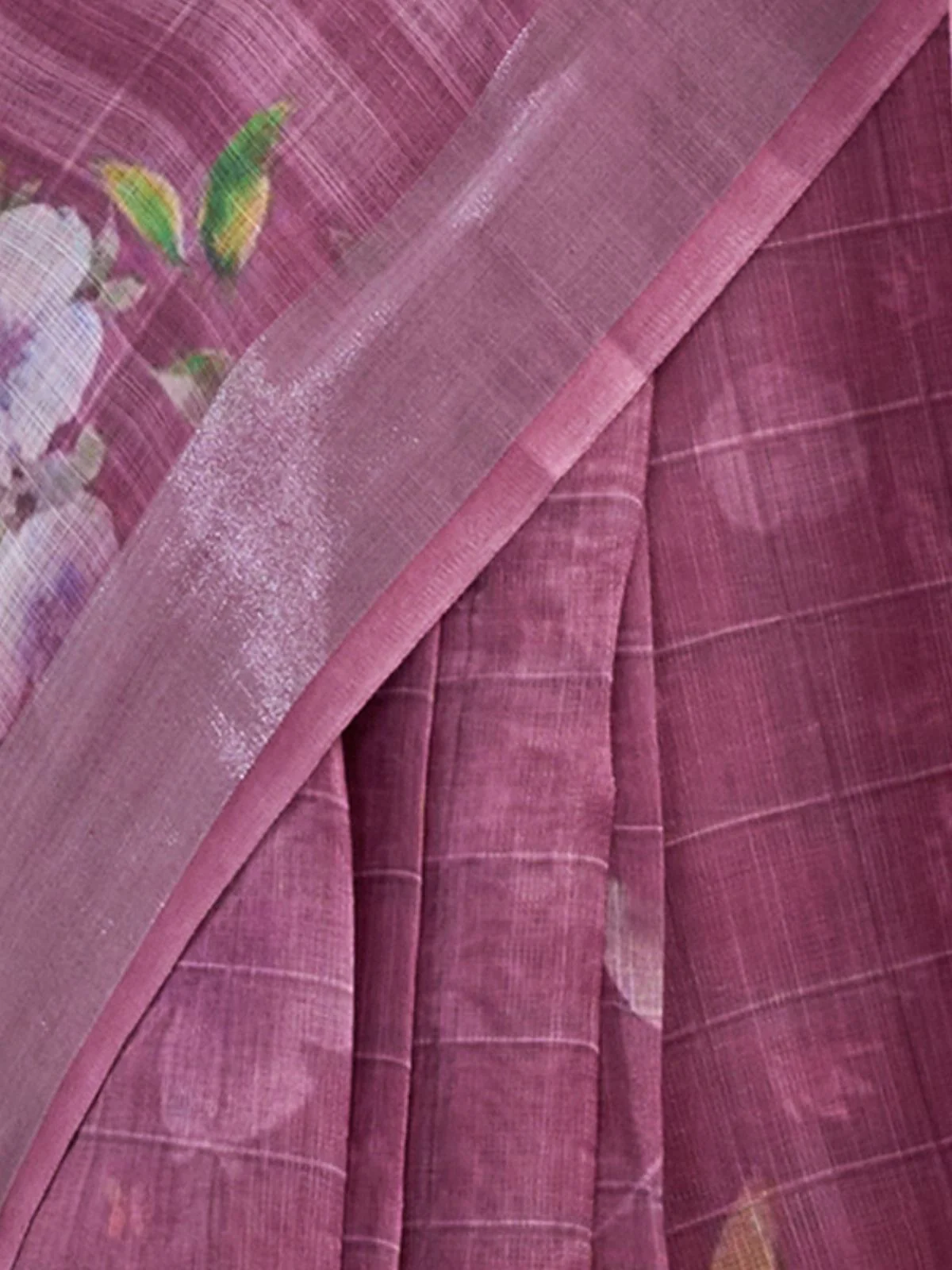 Odette Purple Cotton Linen Zari Work Saree For Women - Image 6
