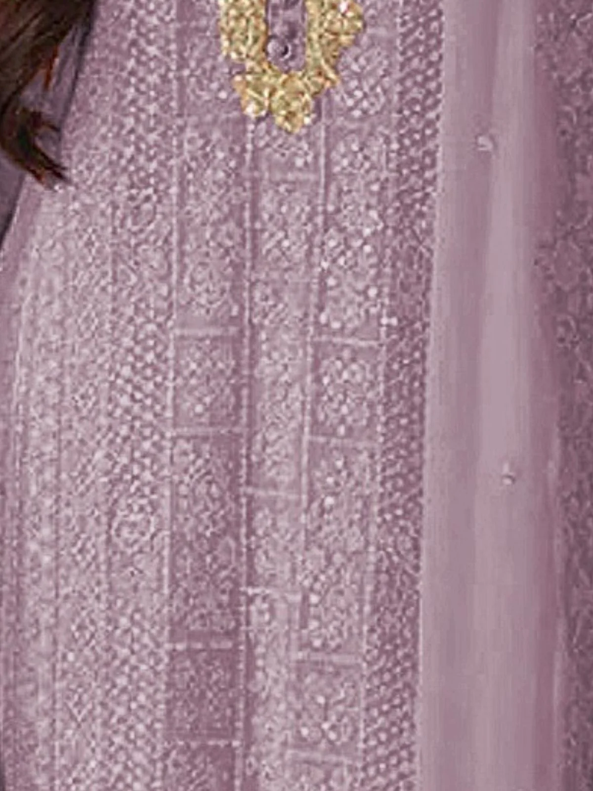 Odette Purple Embroidered Georgette Semi-Stitched Kurta Set For Women - Image 3