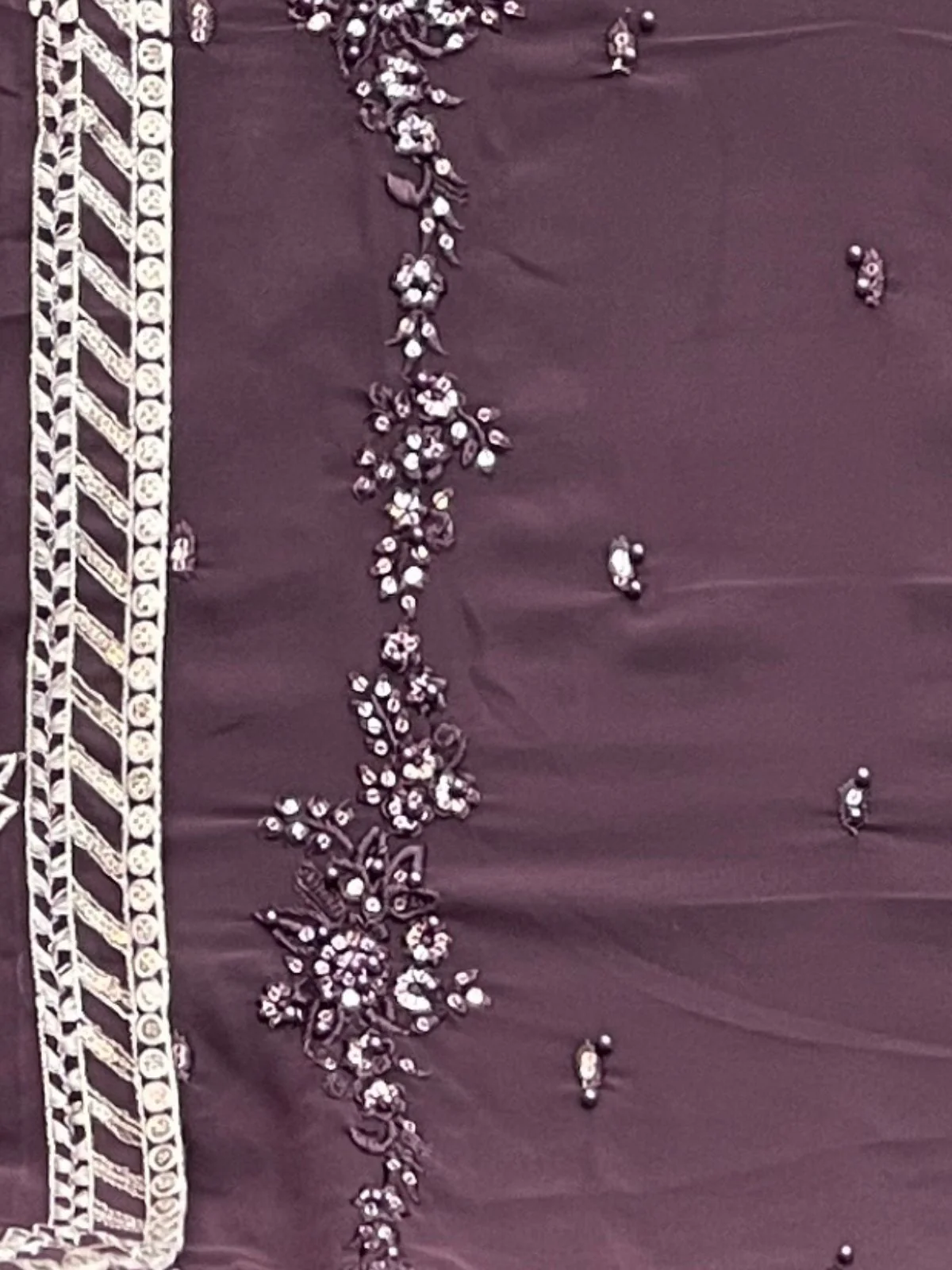 Odette Purple Georgette Embroidered Semi-Stitched Kurta Set For Women - Image 3