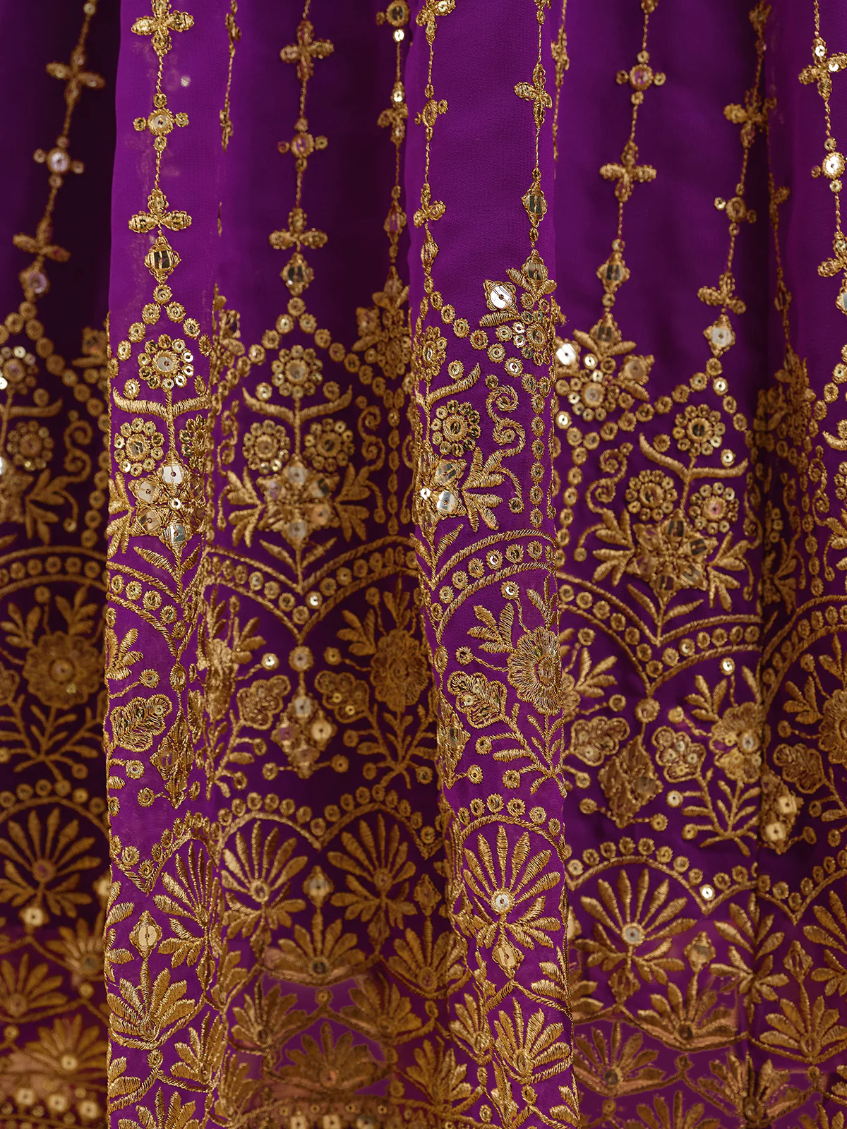Odette Purple Georgette Embroidery Stitched Salwar Suit Set For Women - Image 7