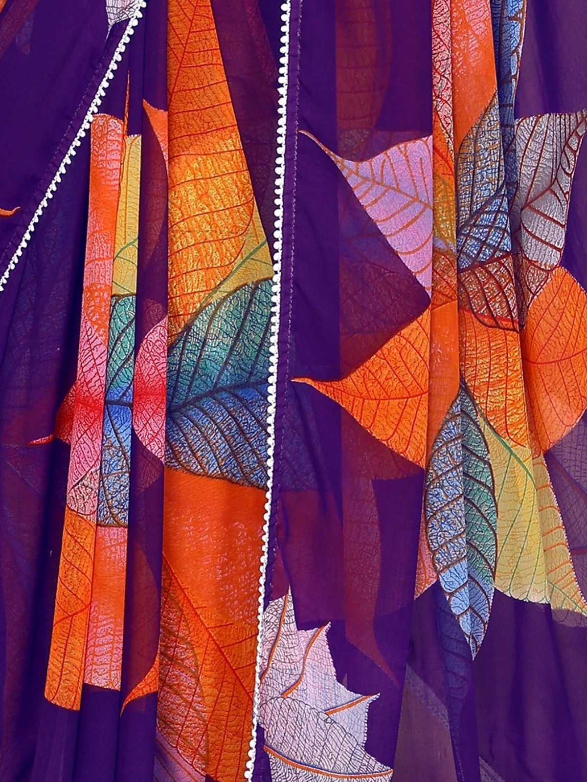 Odette Purple Georgette Printed Saree For Women - Image 5