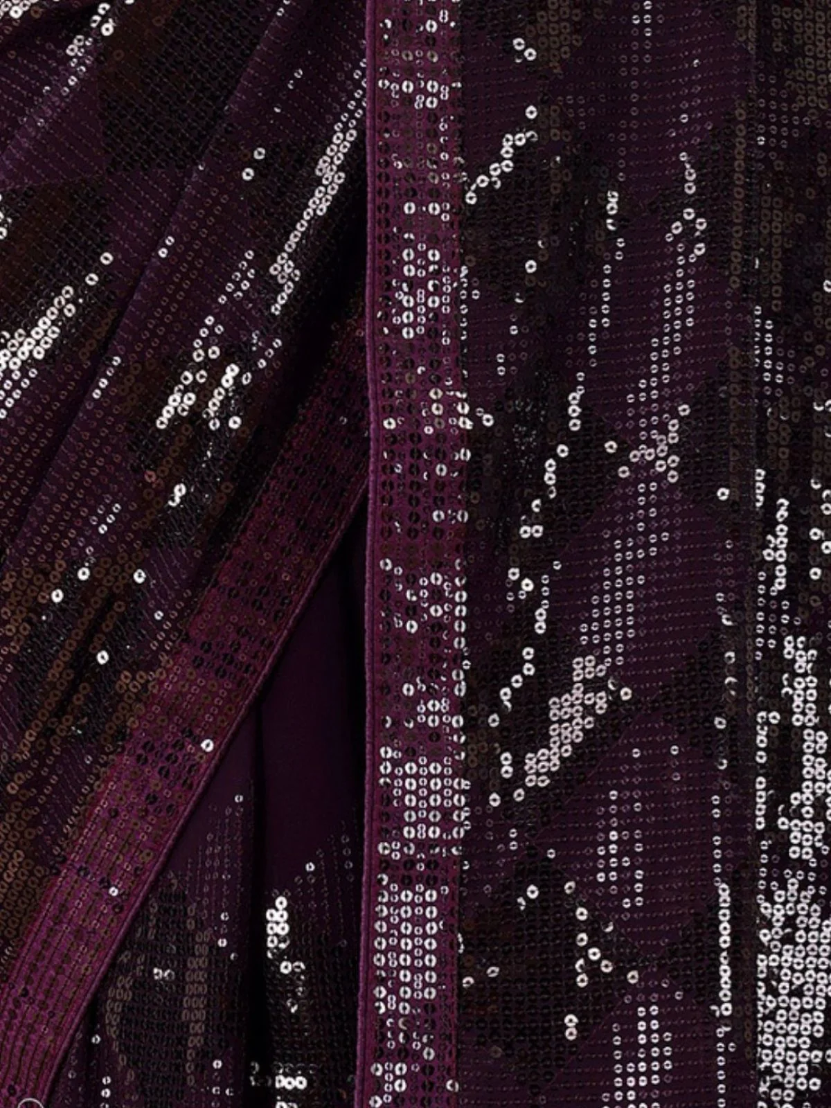 Odette Purple Georgette Sequin Elegant Saree For Women - Image 6