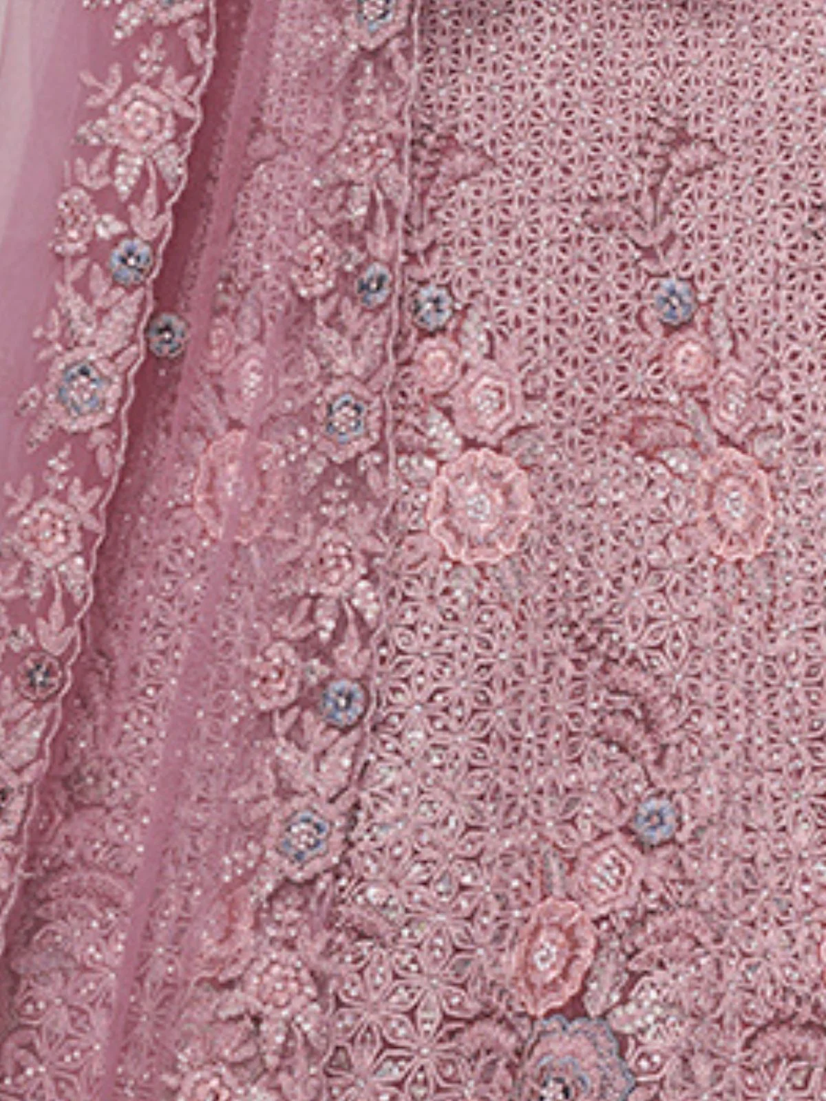 Odette Purple Net Embellished Semi Stitched Lehenga With Unstitched Blouse For Women - Image 6