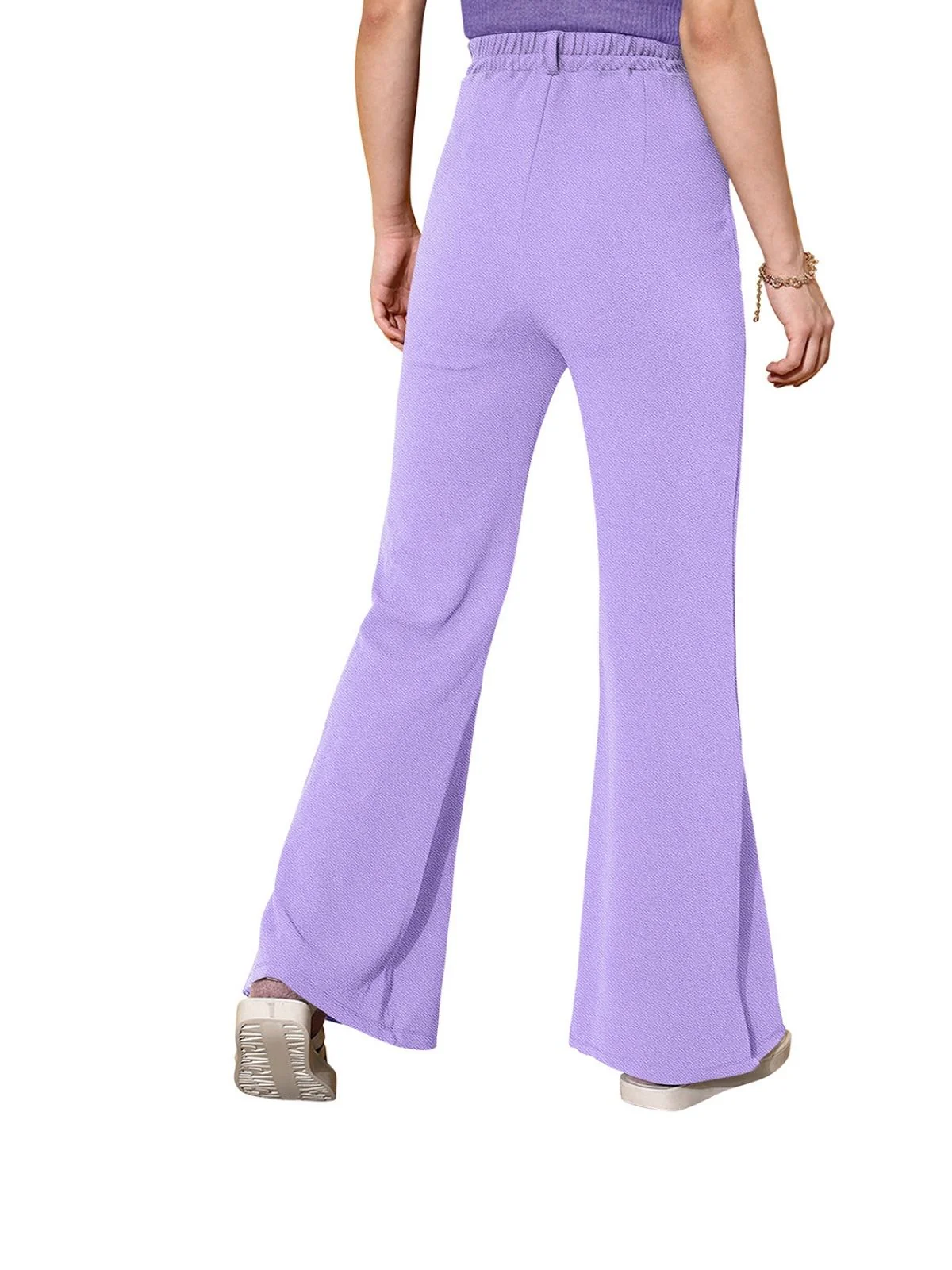 Odette Purple Polyester Solid Stylish Trousers For Women - Image 4