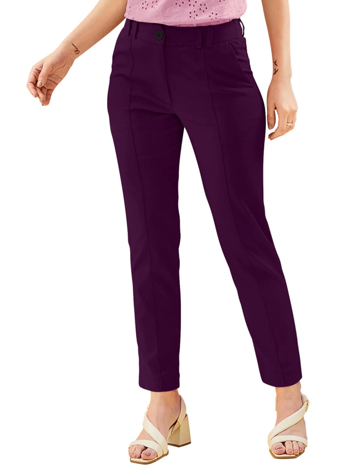 Odette Purple Polyester Trouser For Women - Image 3