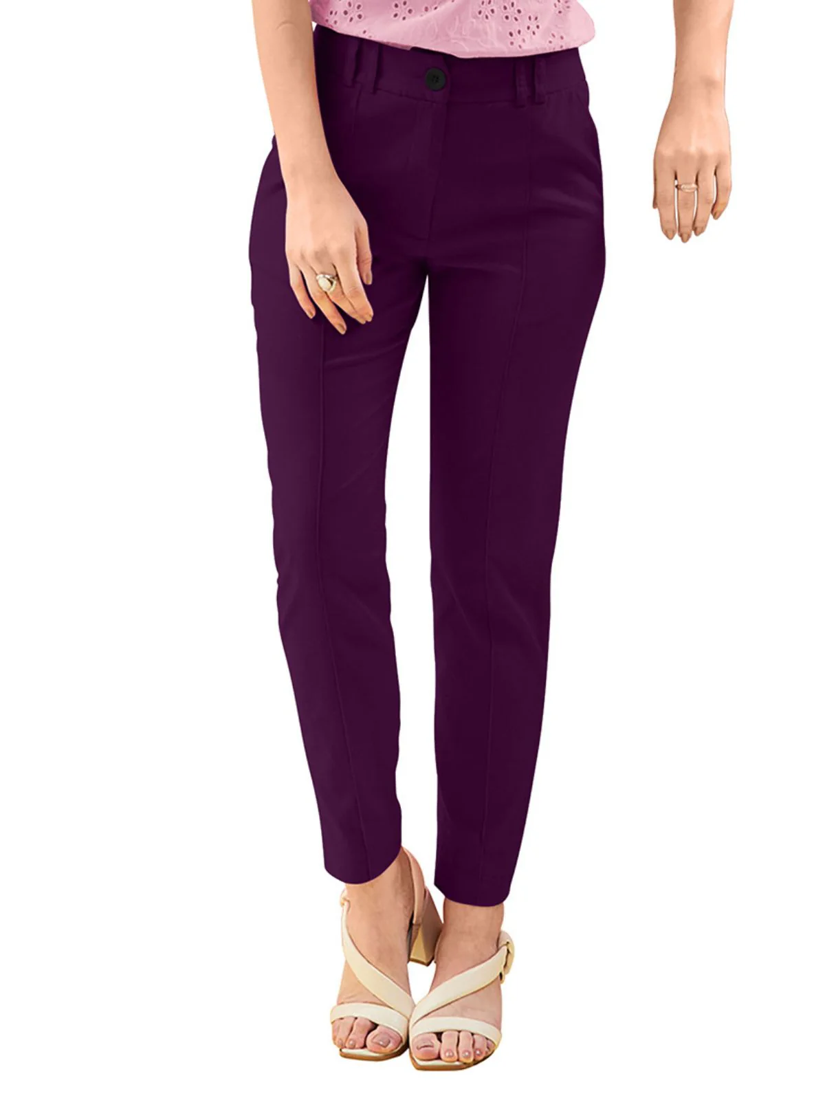 Odette Purple Polyester Trouser For Women - Image 4