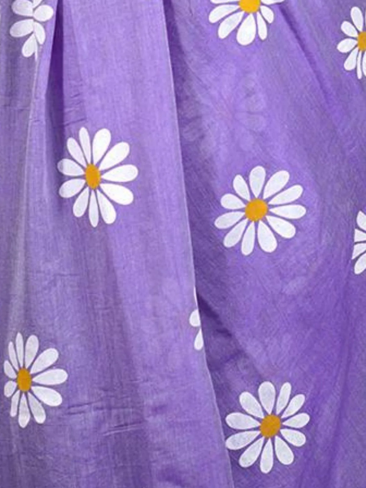 Odette Purple Printed Cotton Saree With Unstitched Blouse For Women - Image 5