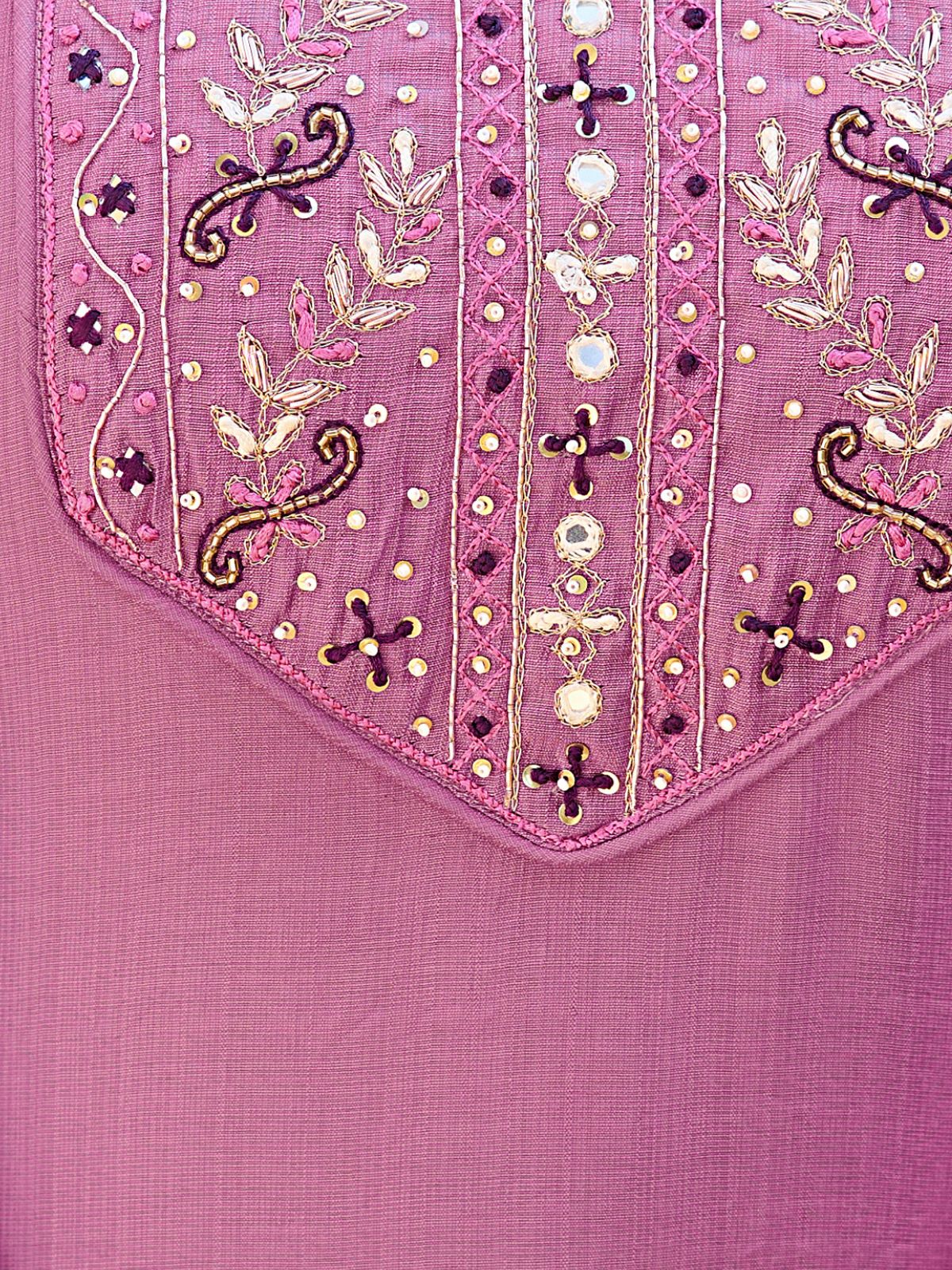 Odette Purple Rayon Embroidered Stitched Kurta Set For Women - Image 4