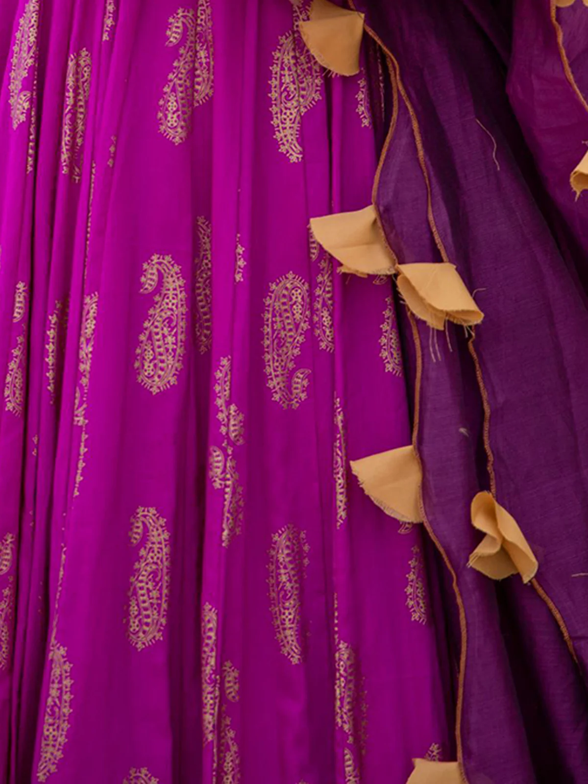 Odette Purple Rayon Gold Foil Work Gown with Dupatta for Women - Image 6