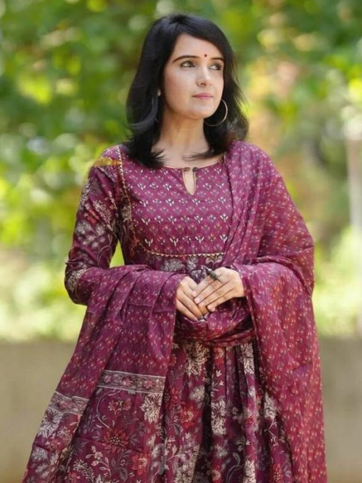Odette Purple Rayon Printed Stitched Kurta Set For Women - Image 3