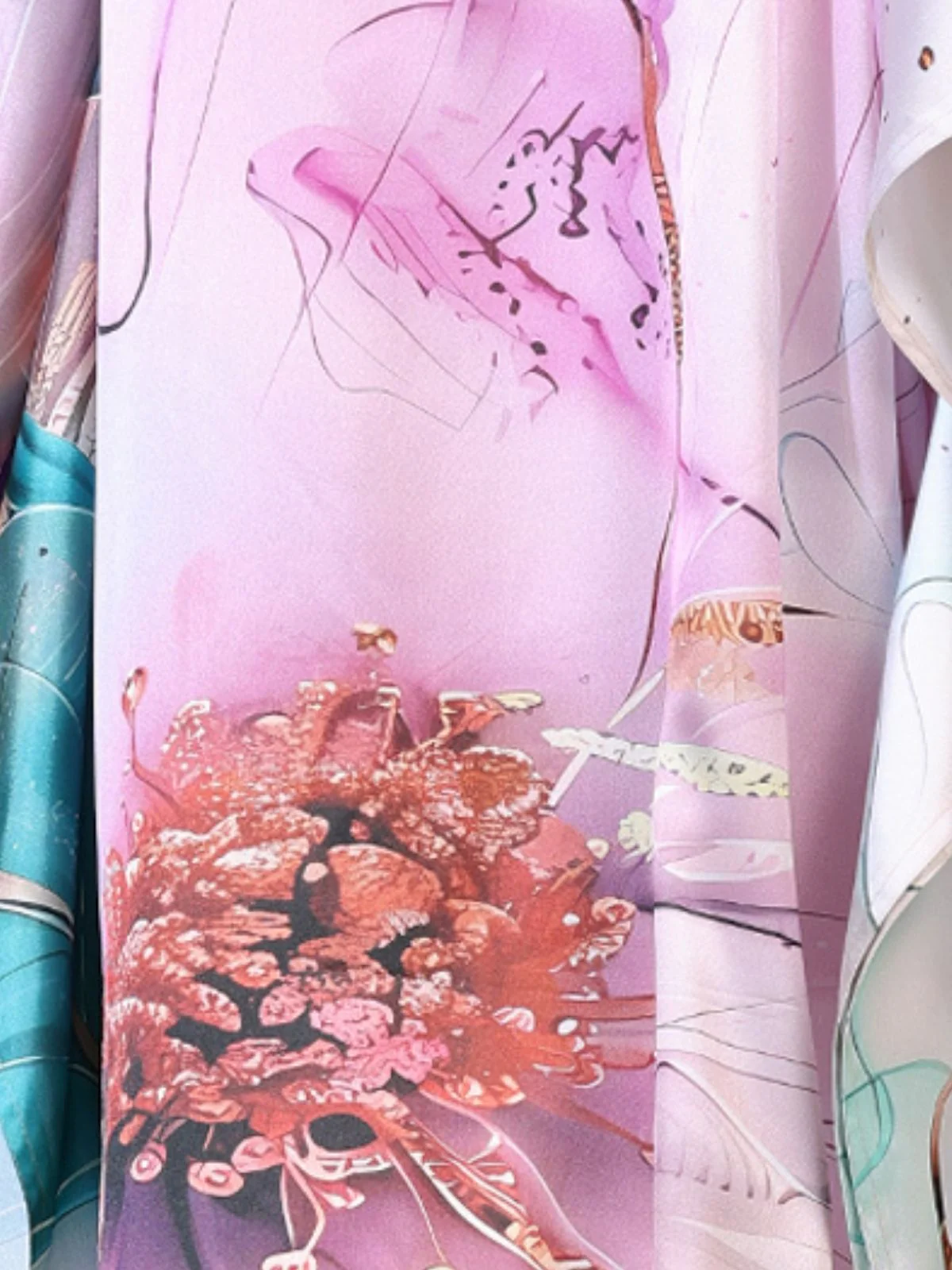 Odette Purple Satin Printed Kaftan For Women - Image 5