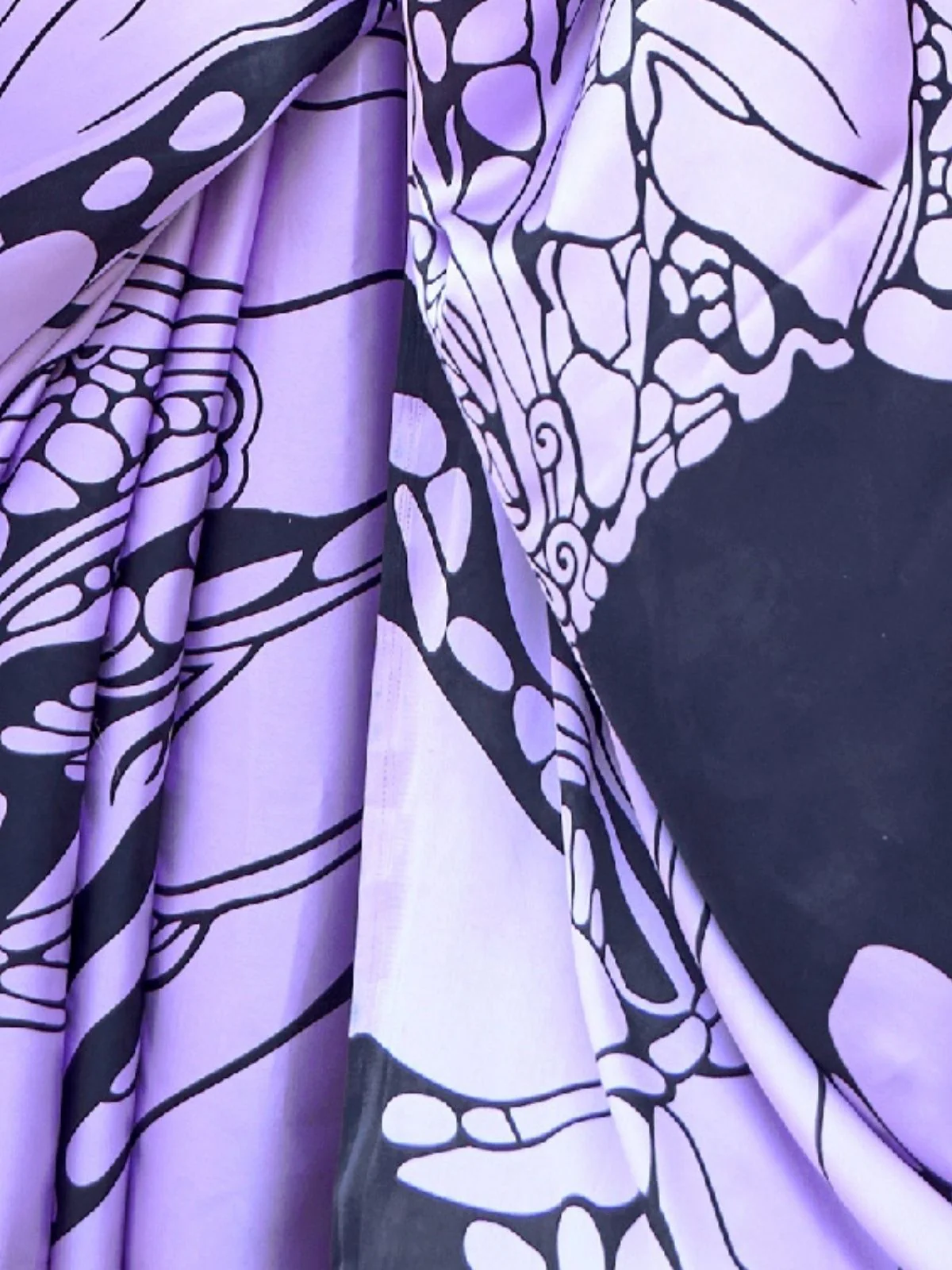Odette Purple Satin Printed Saree With Unstitched Blouse For Women - Image 3