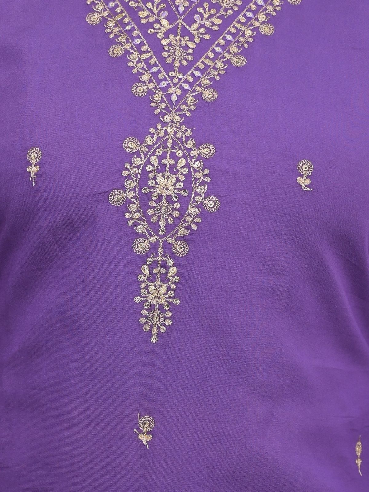 Odette Purple Silk Blend Embroidered Stitched Kurta Set For Women - Image 6