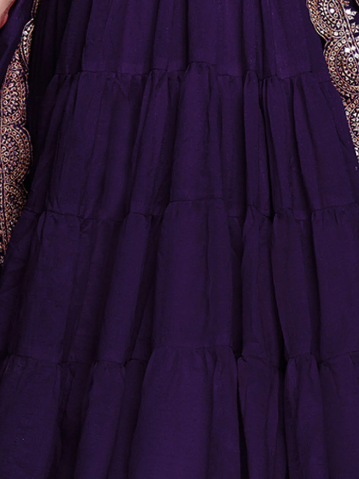 Odette Purple Silk Blend Solid Stitched Gown For Women - Image 8