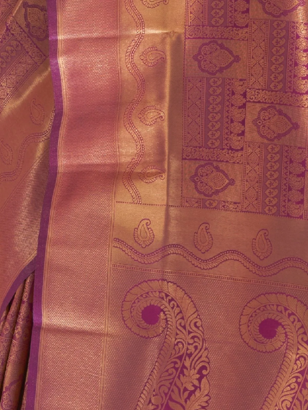 Odette Purple Silk Blend Woven Saree With Unstitched Blouse For Women - Image 3
