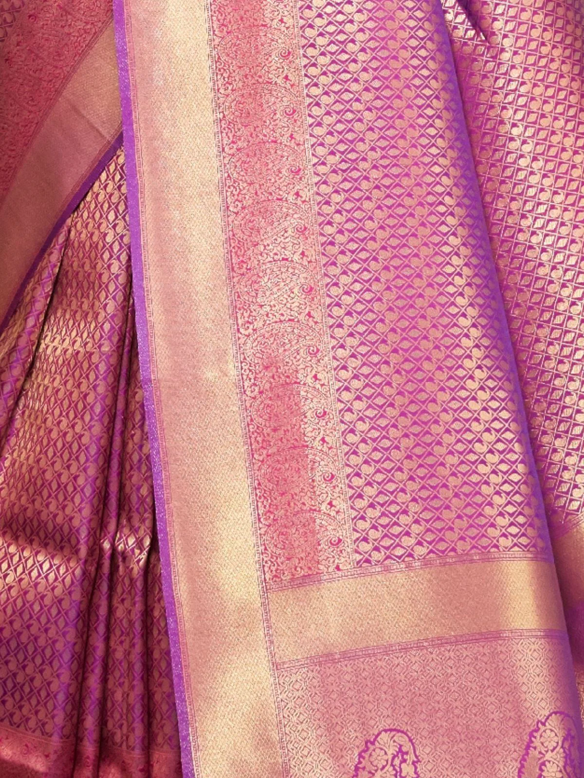 Odette Purple Silk Blend Woven Saree With Unstitched Blouse For Women - Image 3
