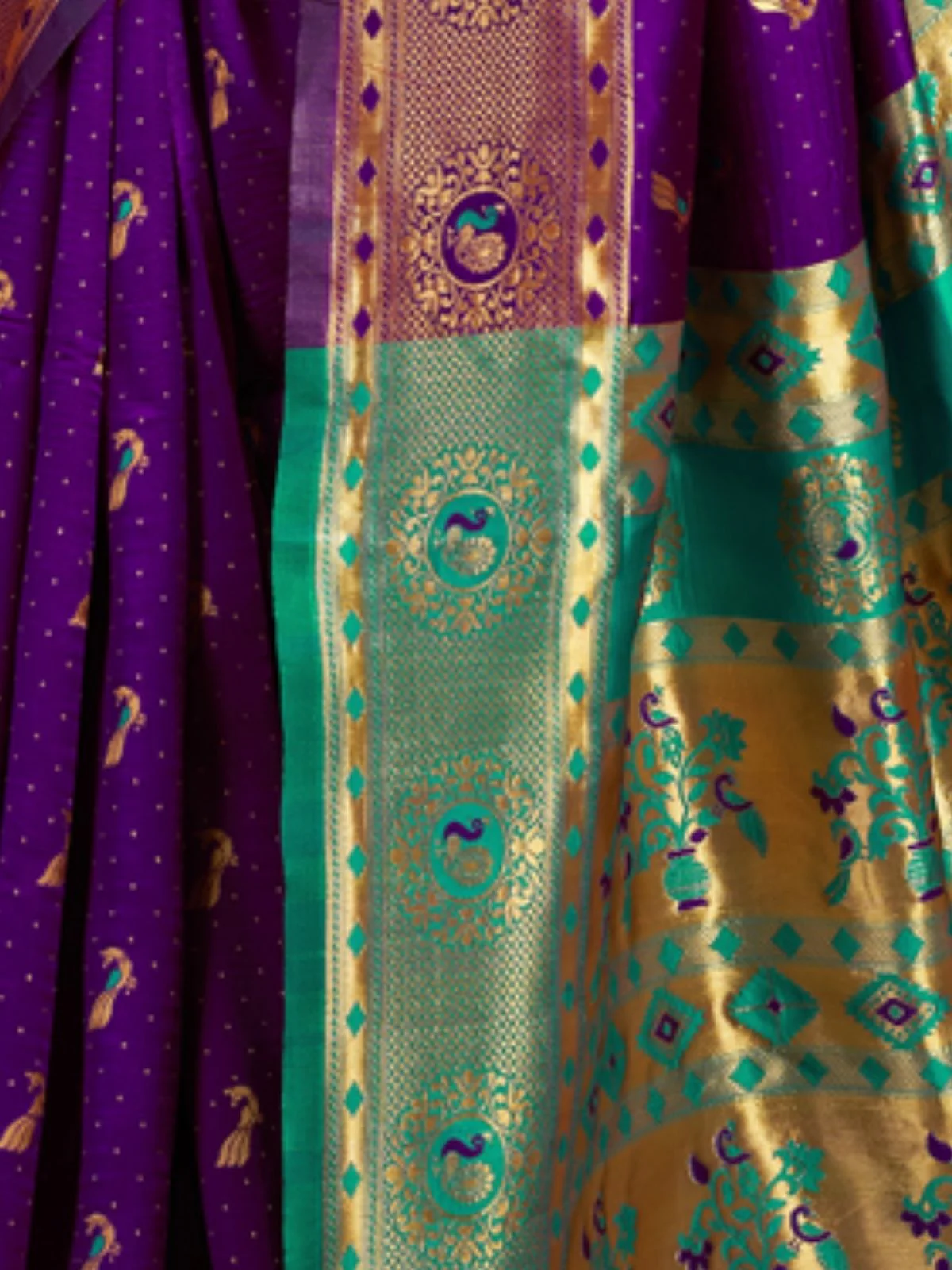 Odette Purple Silk Woven Saree For Women - Image 5