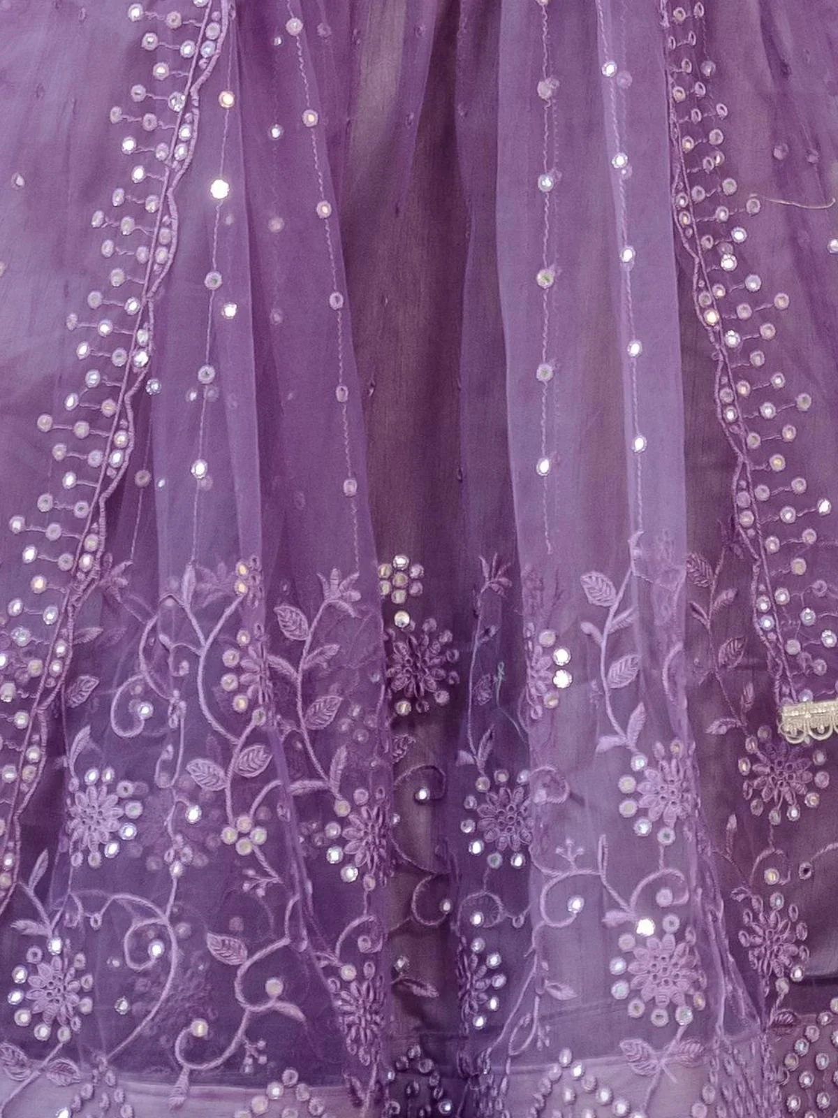 Odette Purple Soft Net Embellished Semi-Stitched lehenga For Women - Image 6
