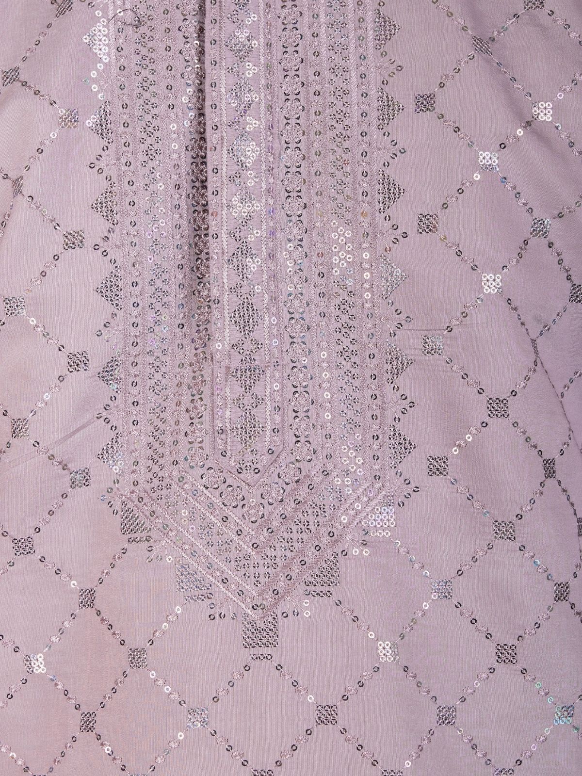 Odette Purple Viscose Silk Embellished Stitched Kurta For Men - Image 6
