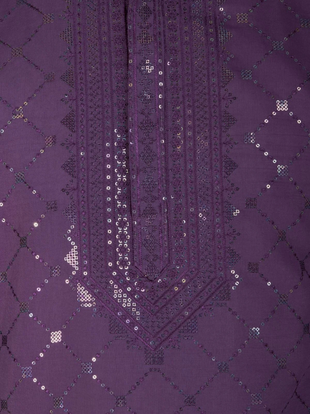 Odette Purple Viscose Silk Sequins Stitched Kurta For Men - Image 7
