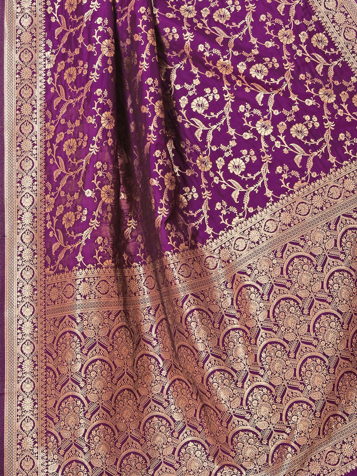 Odette Purple Woven Banarasi Silk Saree With Unstitched Blouse For Women - Image 5