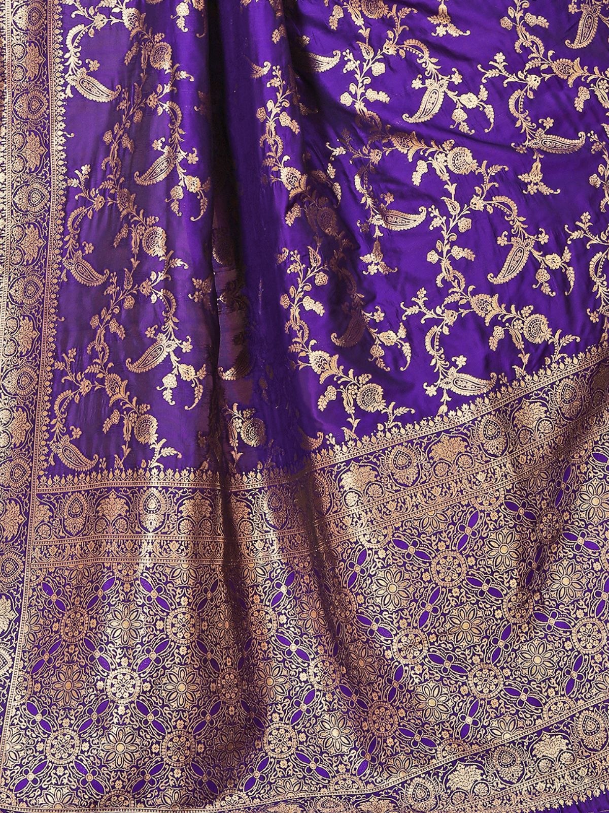Odette Purple Woven Banarasi Silk Saree With Unstitched Blouse For Women - Image 6